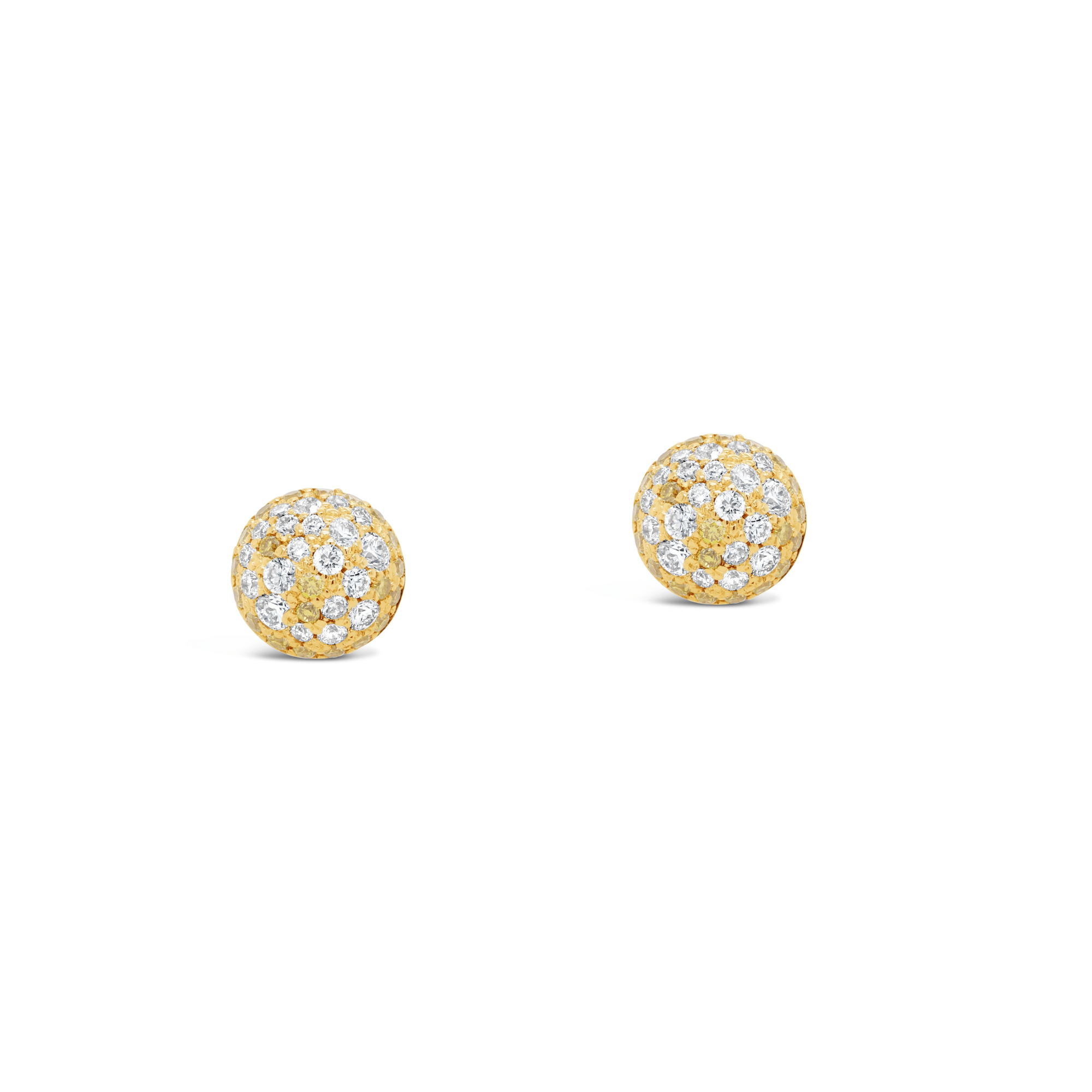 Pave diamond yellow gold  earrings