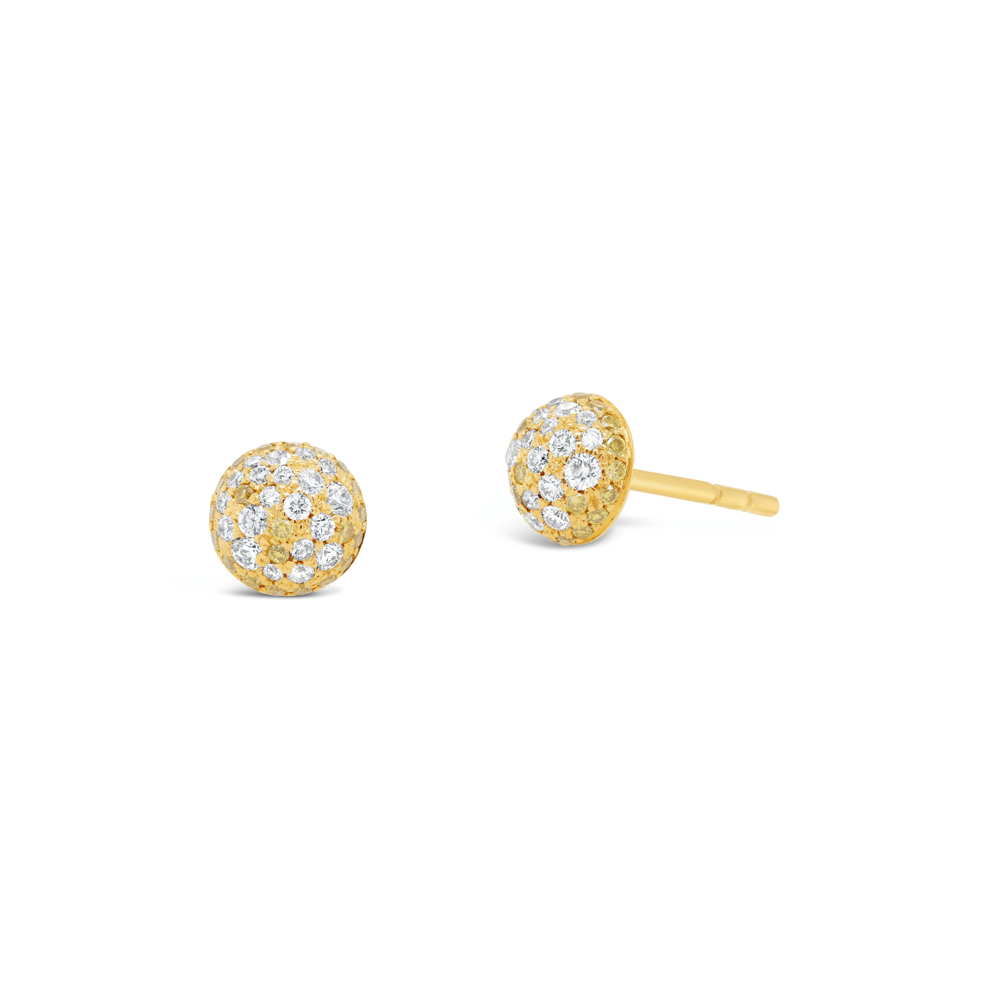 Pave diamond yellow gold  earrings