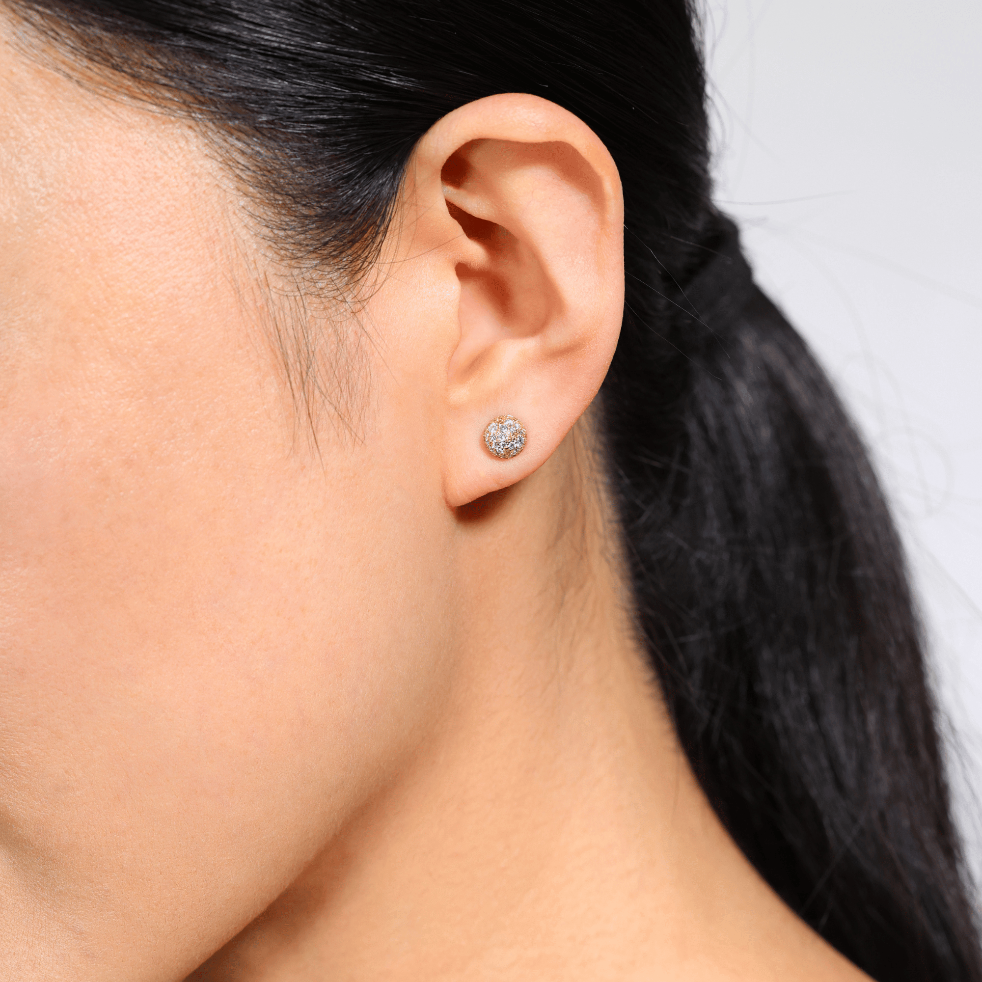 Pave diamond yellow gold earrings
