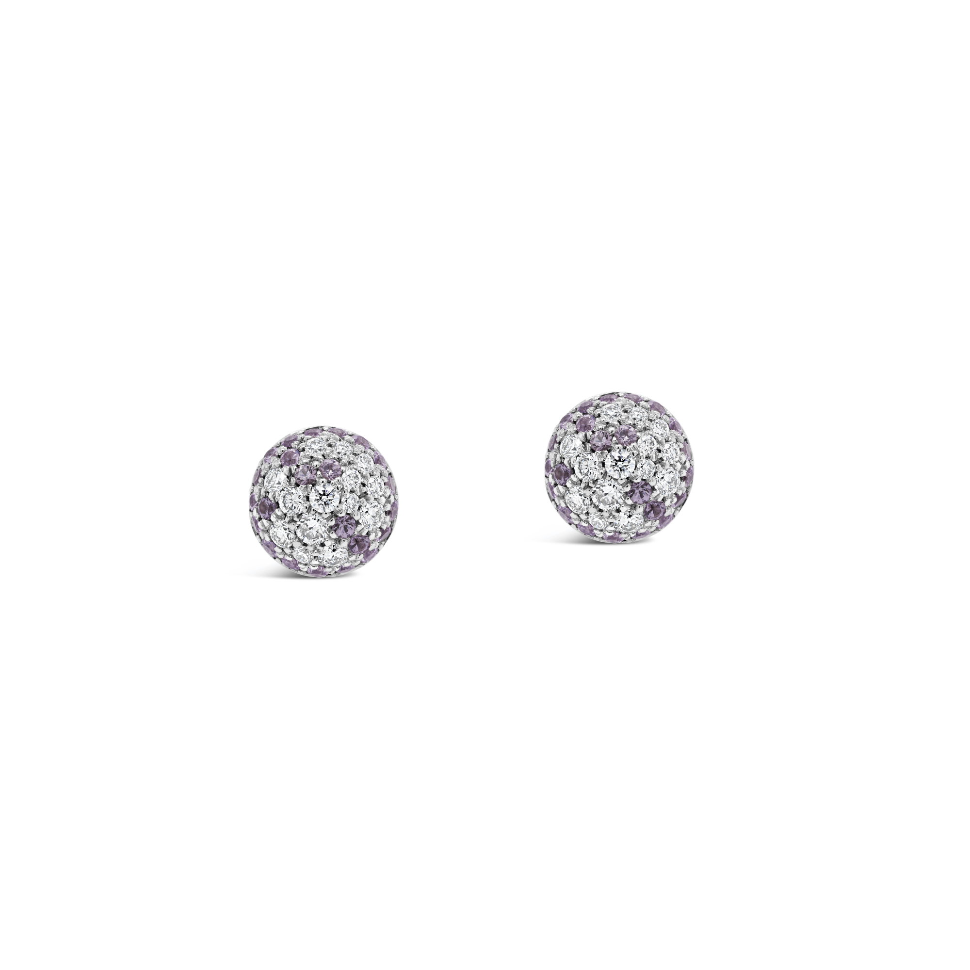 Diamond & pink sapphire pave stud earrings