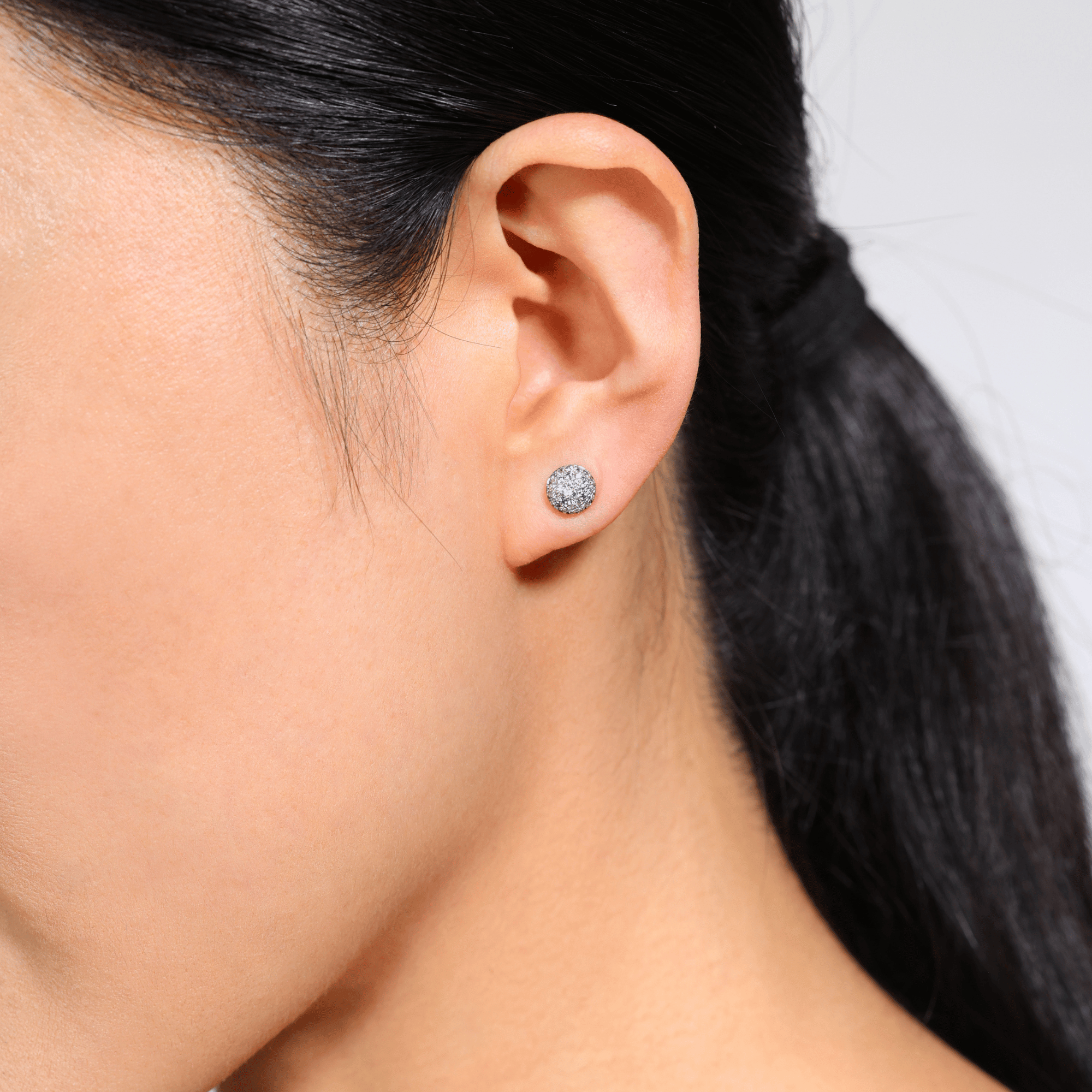 Diamond & pink sapphire pave stud earrings