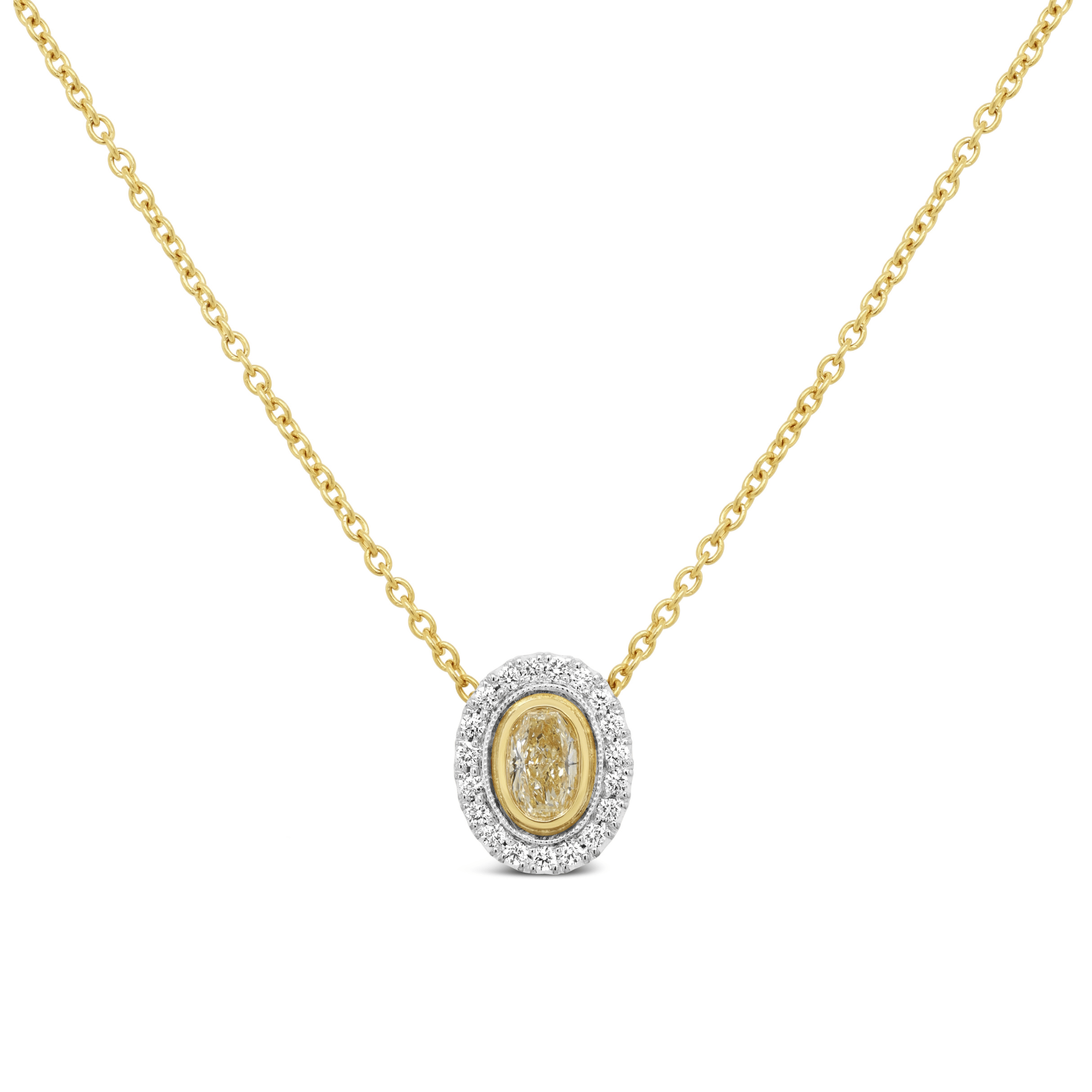 Yellow diamond and white diamond pendant necklace