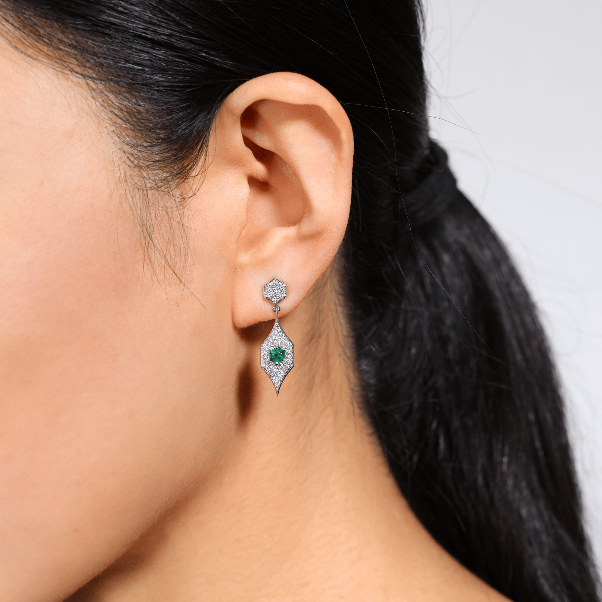 Muzo emerald and diamond earrings
