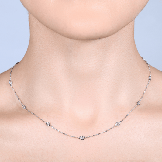 Indra Mixed-Cut Diamond Necklace - White Gold