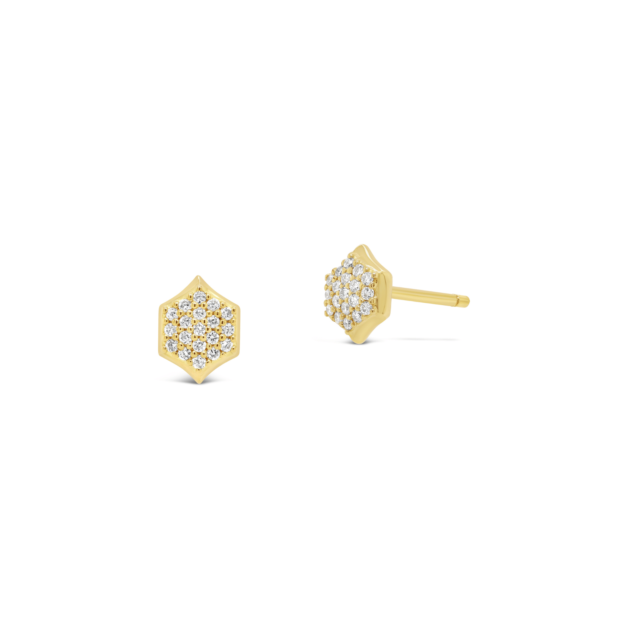 Hexagon Pavé Diamond Stud  18ct yellow gold