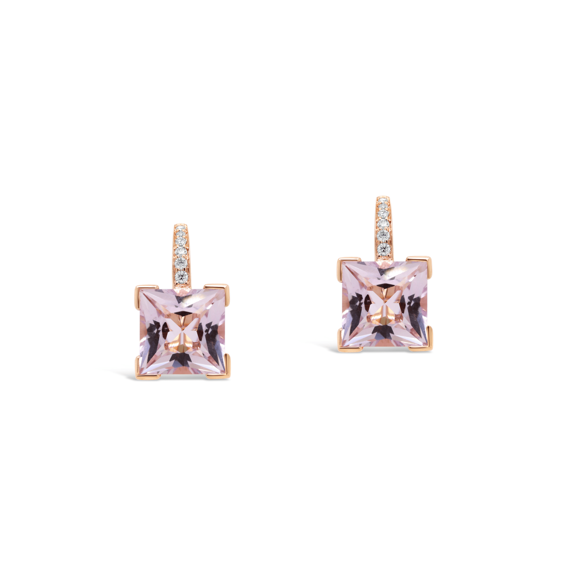 Rose amethyst & diamond earrings