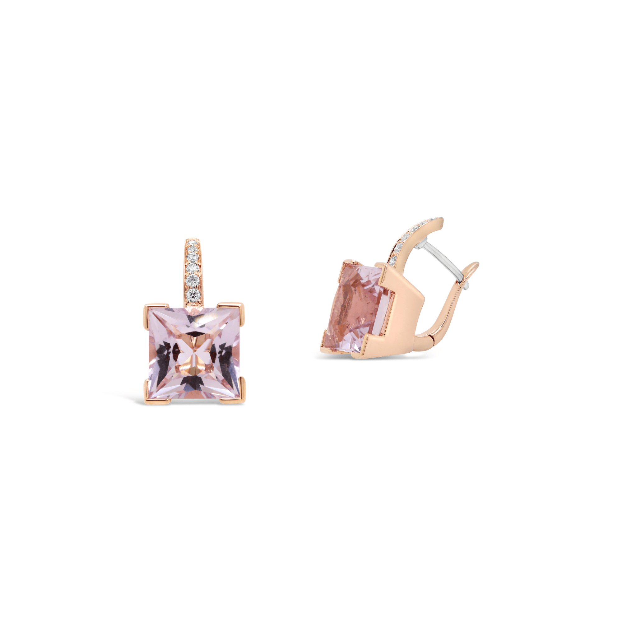 Rose amethyst & diamond earrings