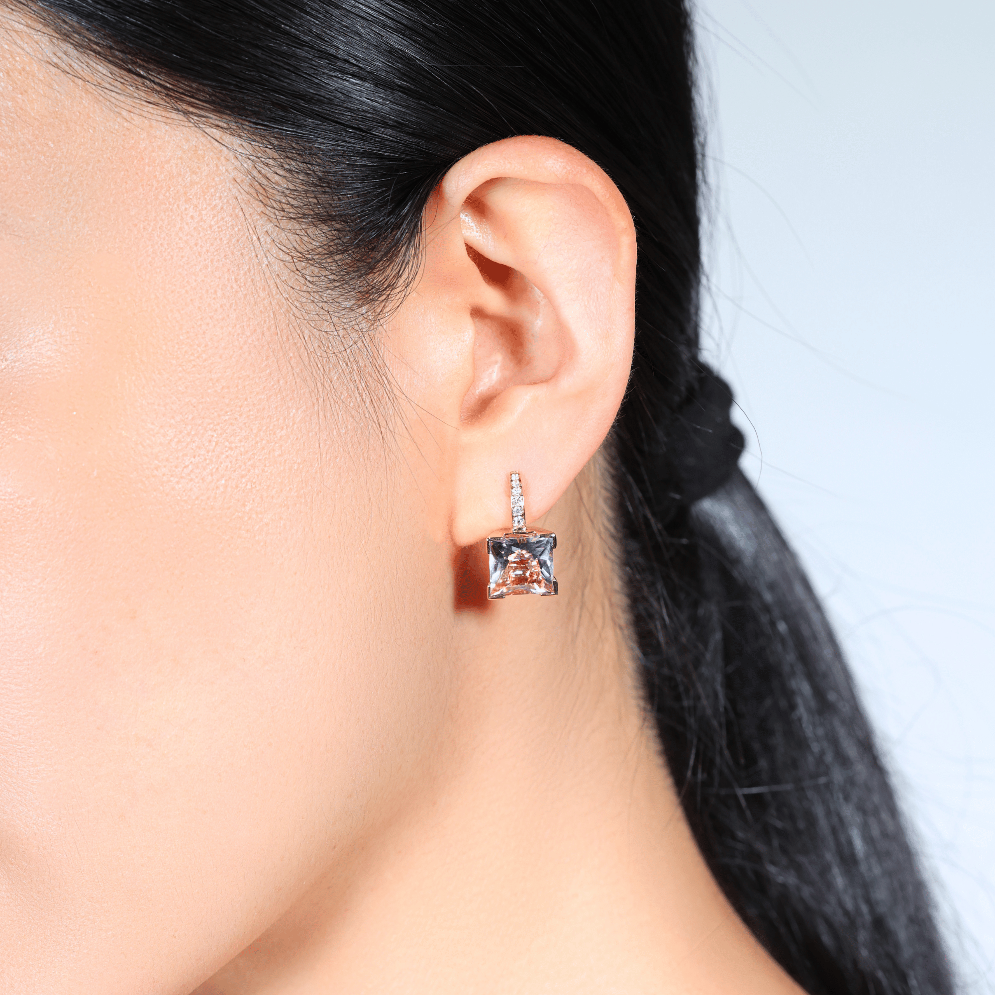 Rose Amethyst & Diamond Earrings