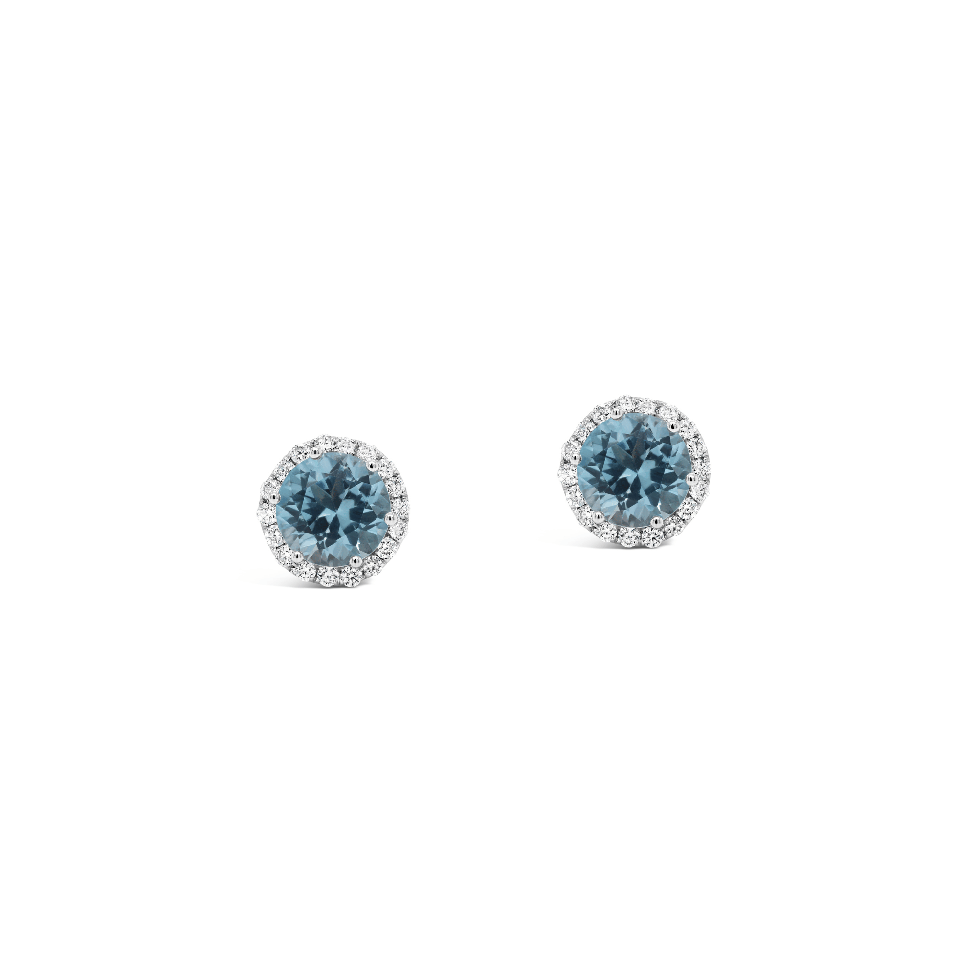 Sky blue topaz and diamond stud earrings