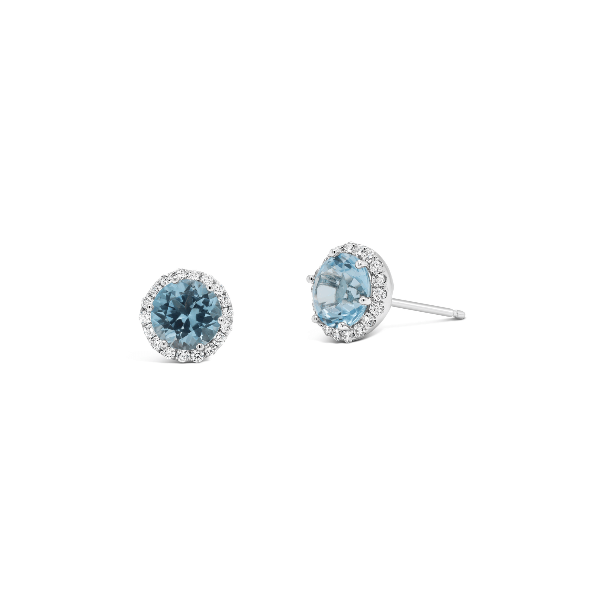 Sky blue topaz and diamond stud earrings
