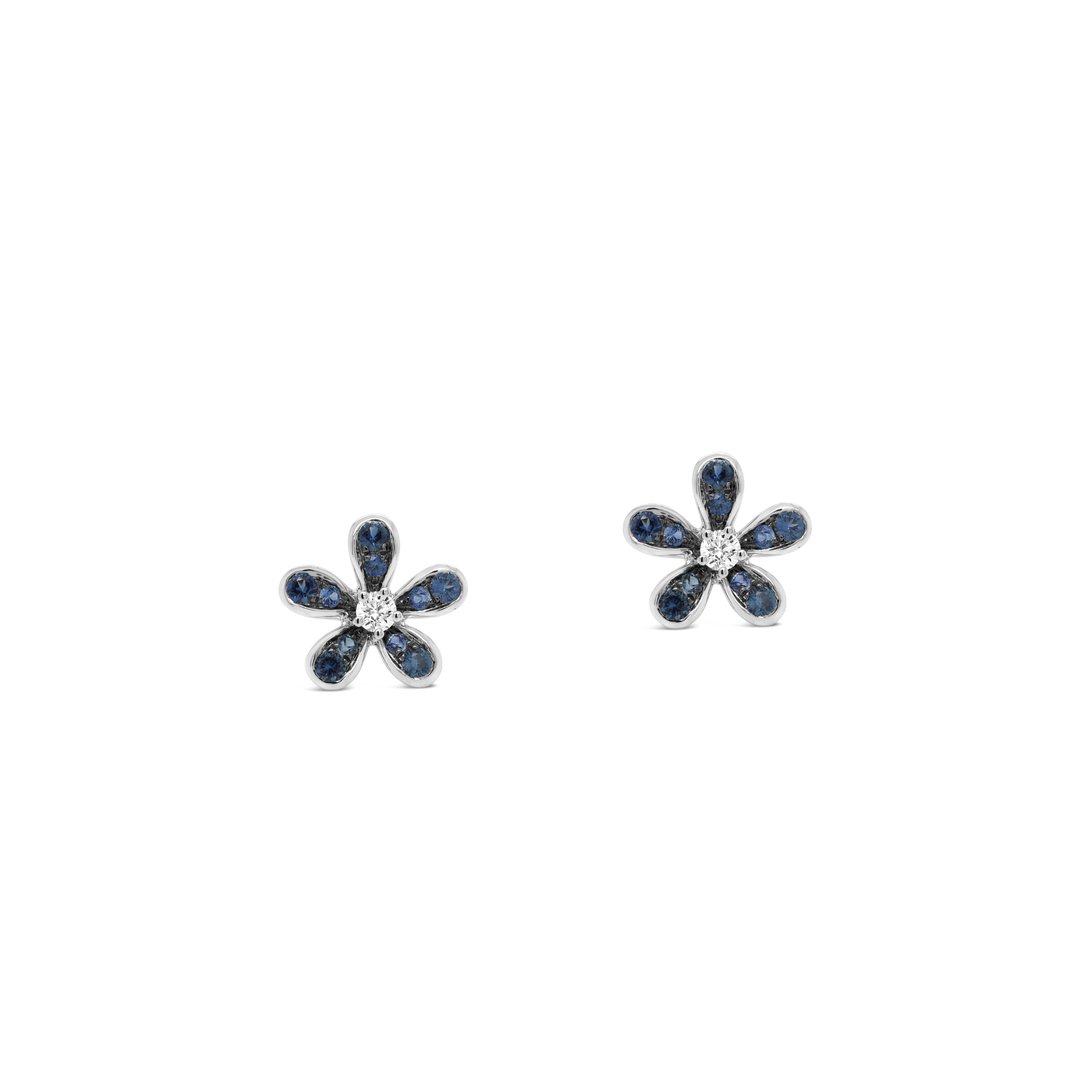  Blue Sapphire & Diamond Frangipani Earrings