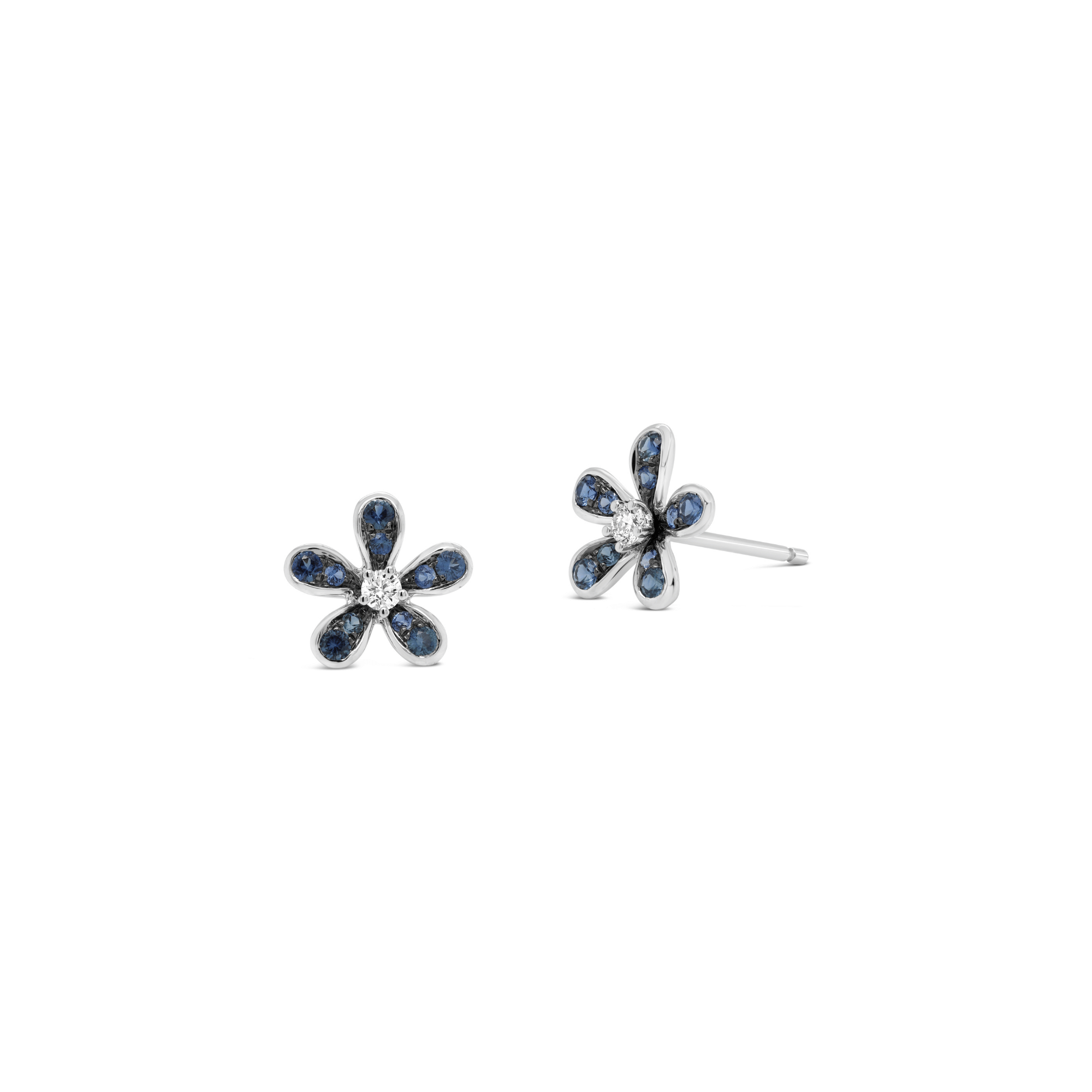  Blue Sapphire & Diamond Frangipani Earrings