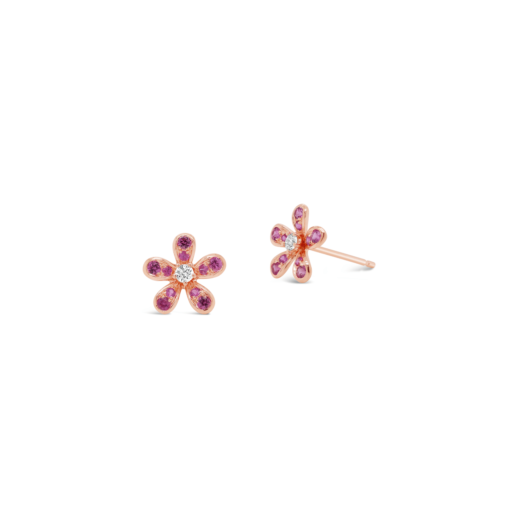 Pink Sapphire & Diamond Frangipani Bloom Earrings 