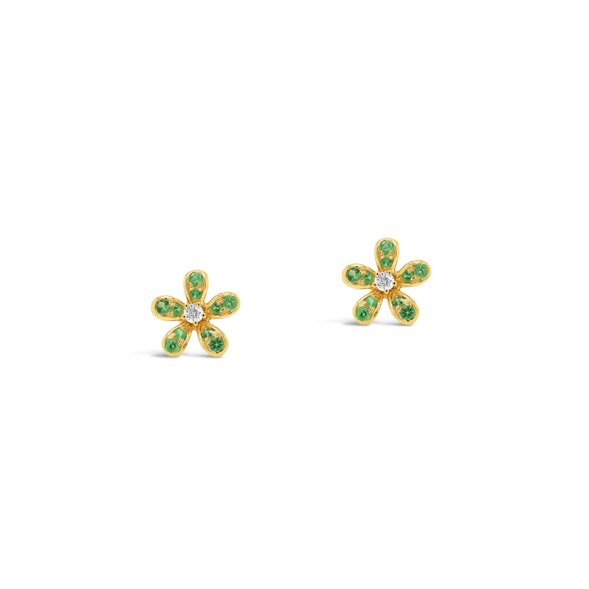 Tsavorite Garnet & Diamond Frangipani Earrings
