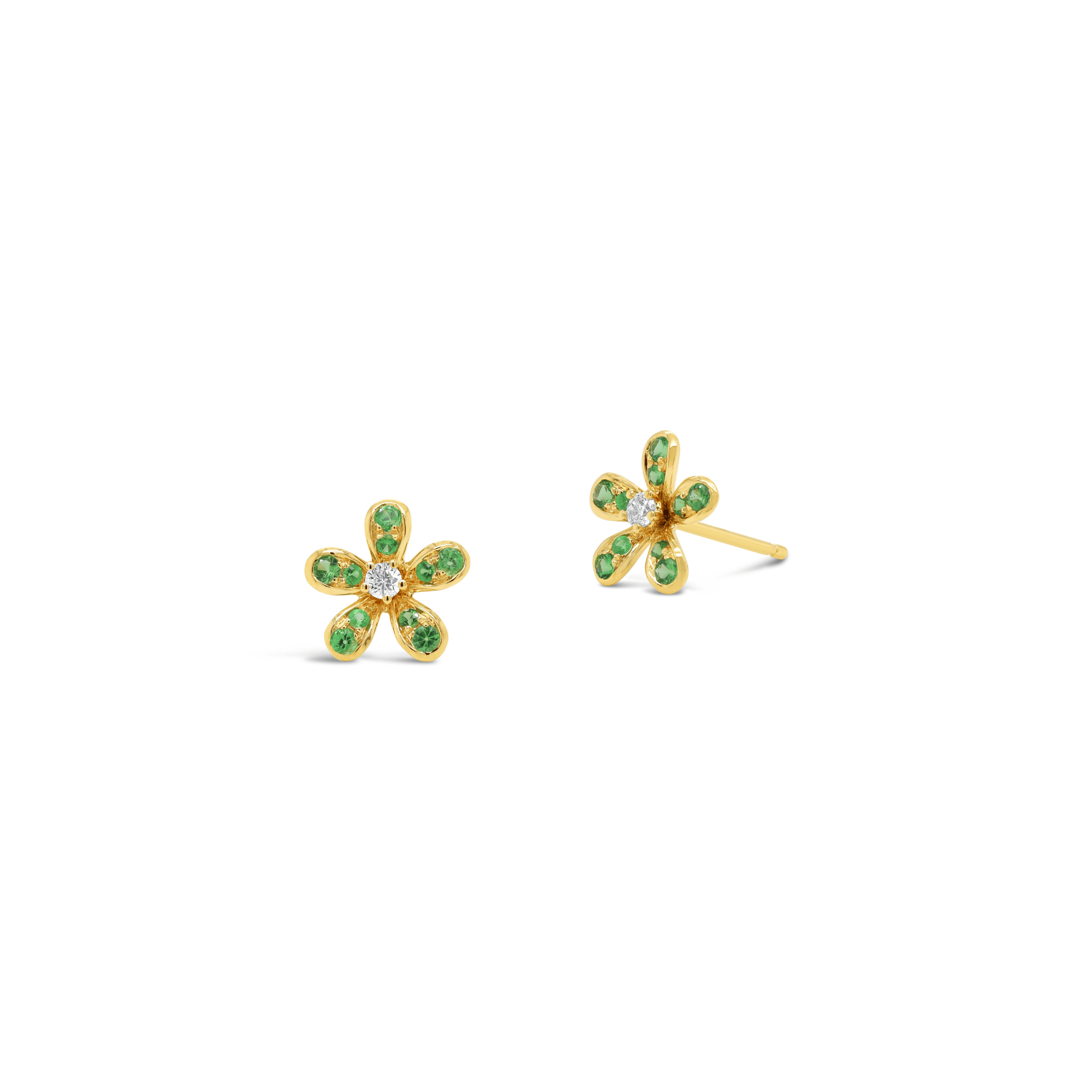 Tsavorite Garnet & Diamond Frangipani Earrings