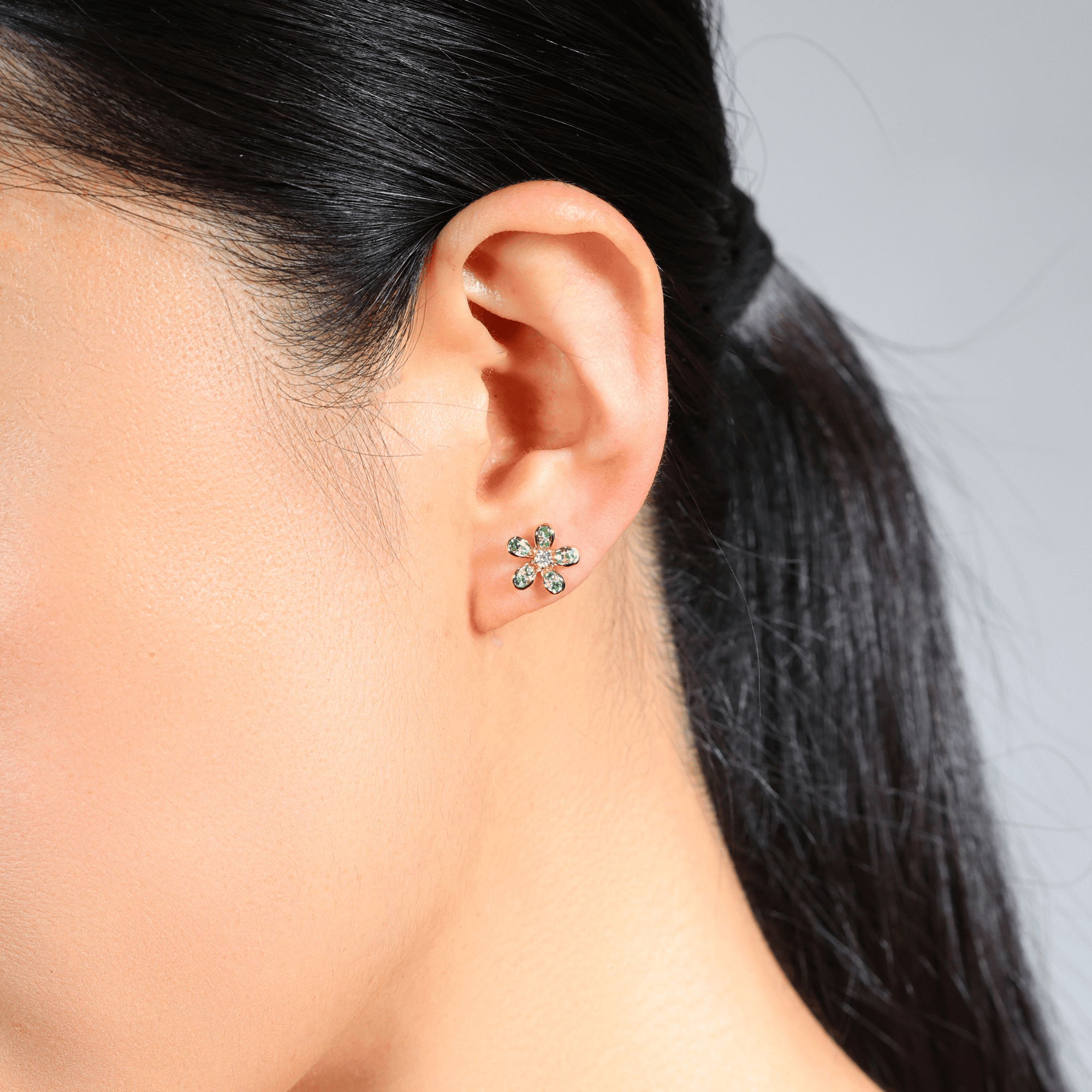 Frangipani Bloom Tsavorite Garnet & Diamond Earrings