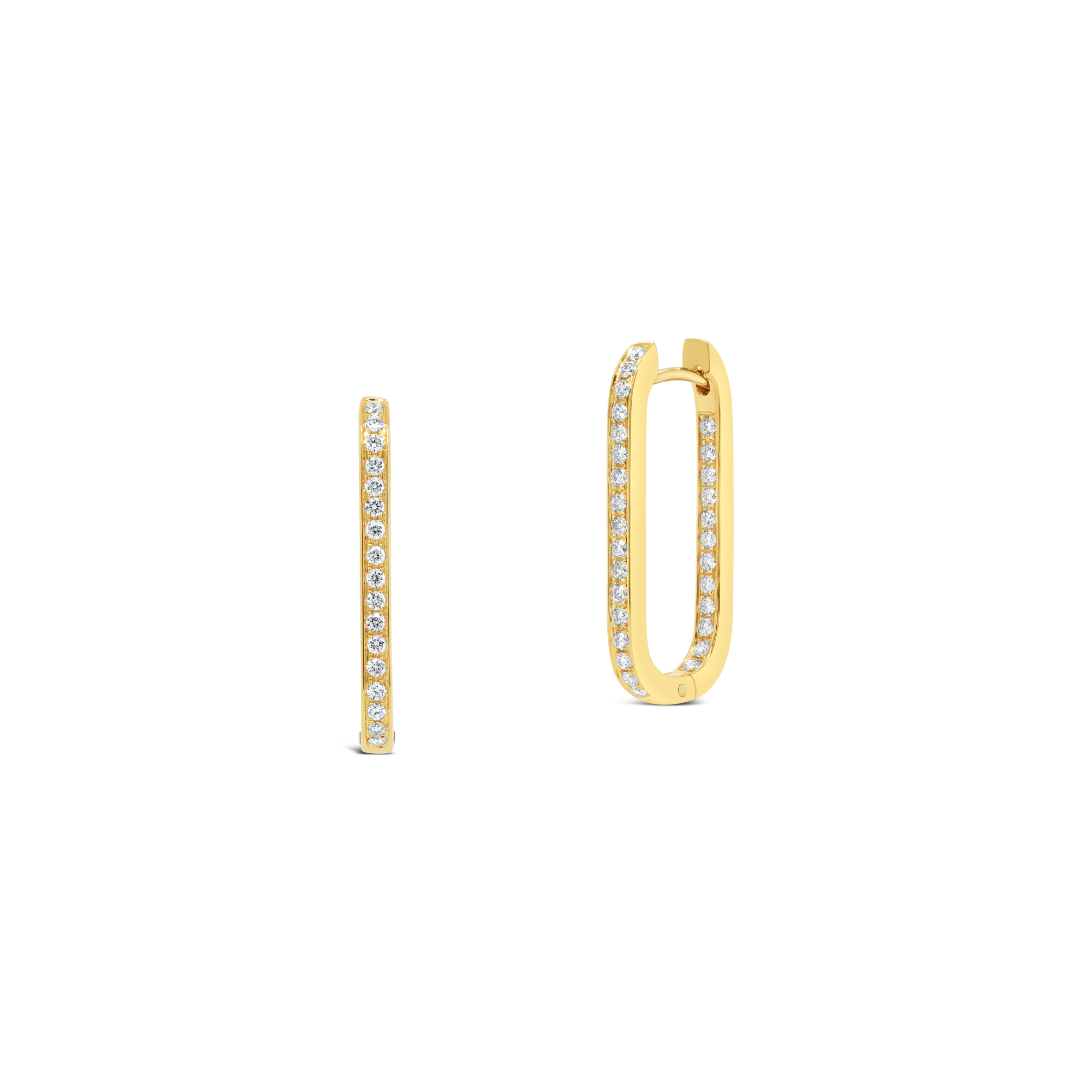 Elongated diamond hoop in 18ct yellow gold
