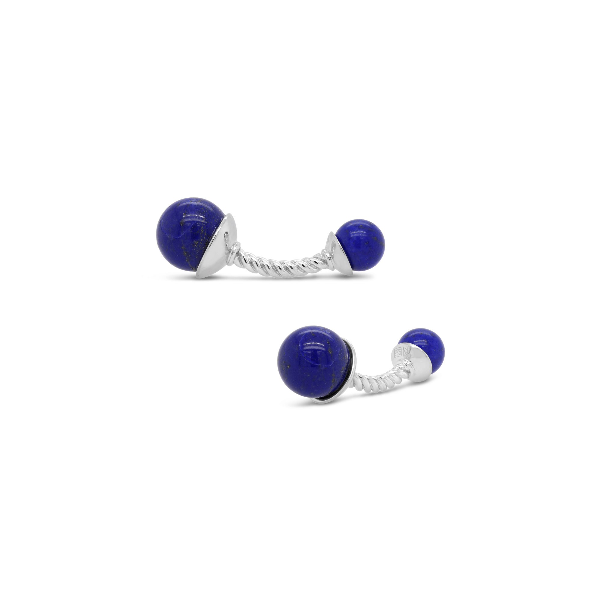 Lapis Lazuli Hercules Cufflinks - 18ct White Gold Plated Sterling Silver