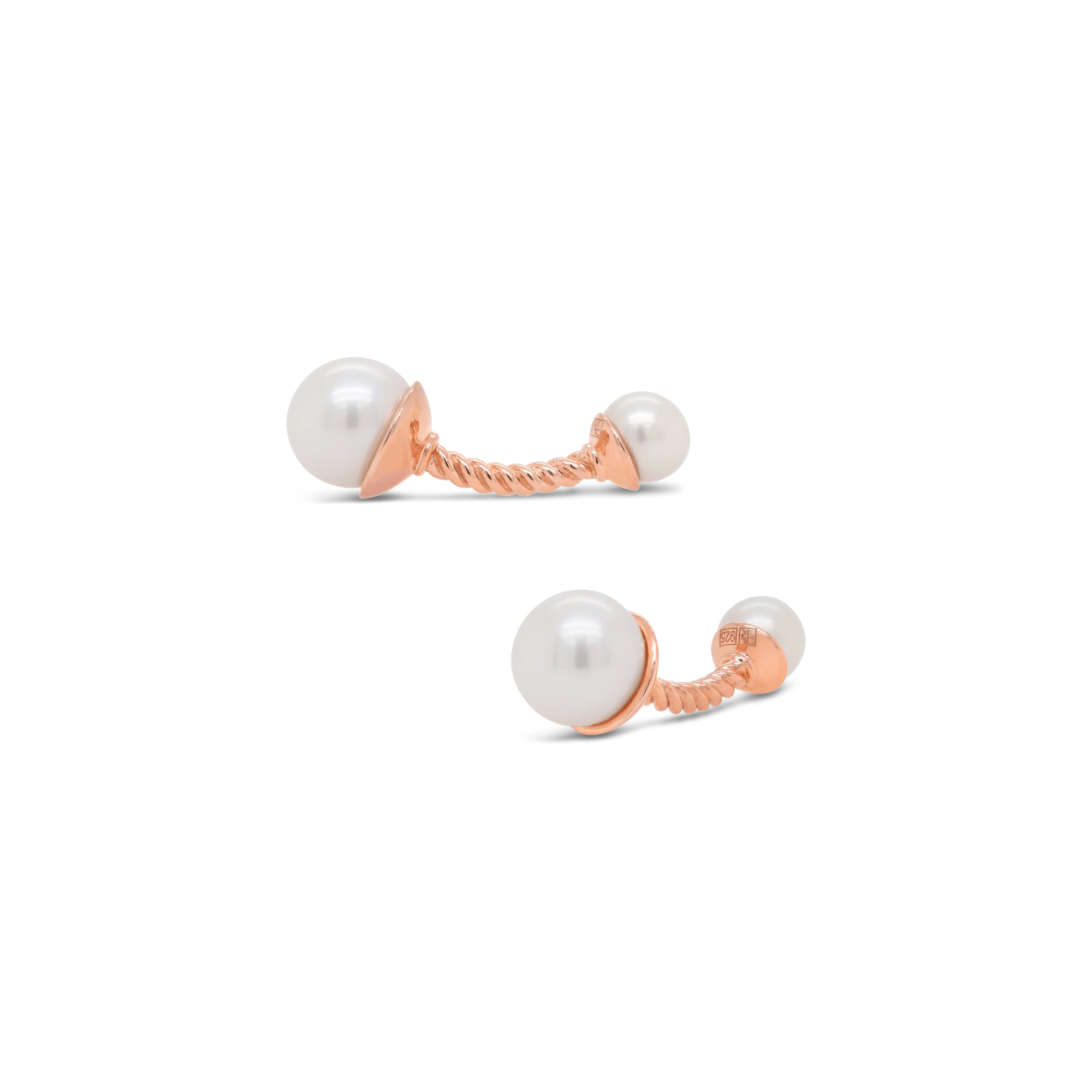 Freshwater Pearl Hercules Cufflinks - 18ct Rose Gold Plated Sterling Silver