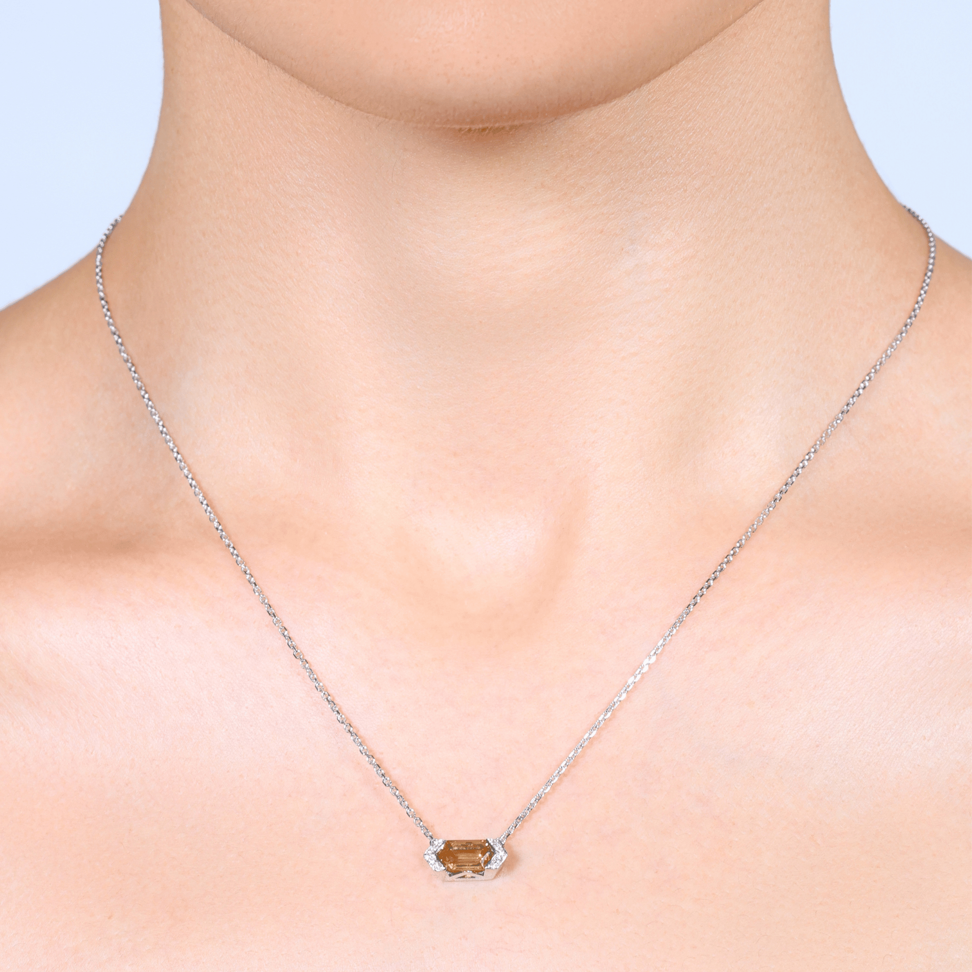 Yellow Sapphire & Diamond Horizontal Necklace