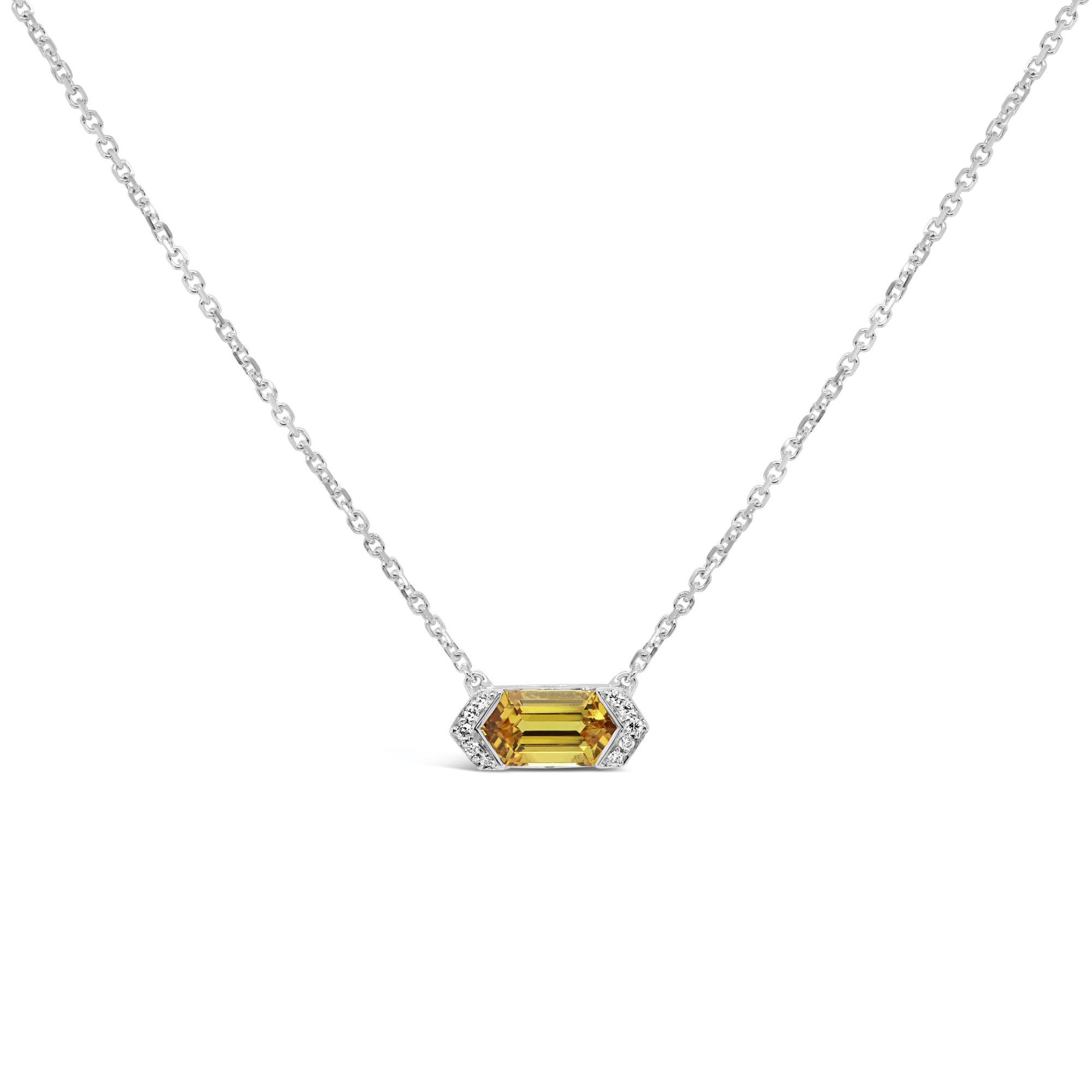 Yellow Sapphire & Diamond Horizontal Necklace