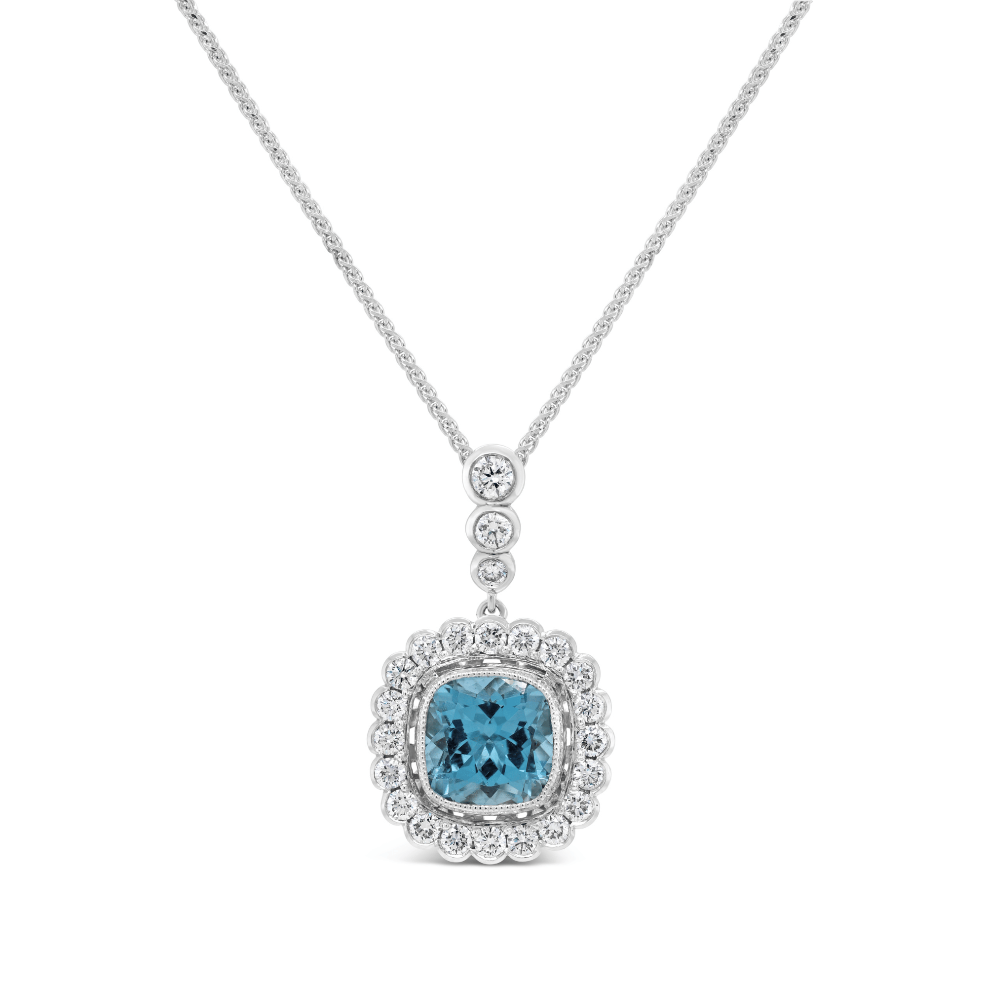 Sky Blue Topaz & Diamond Shelly Necklace