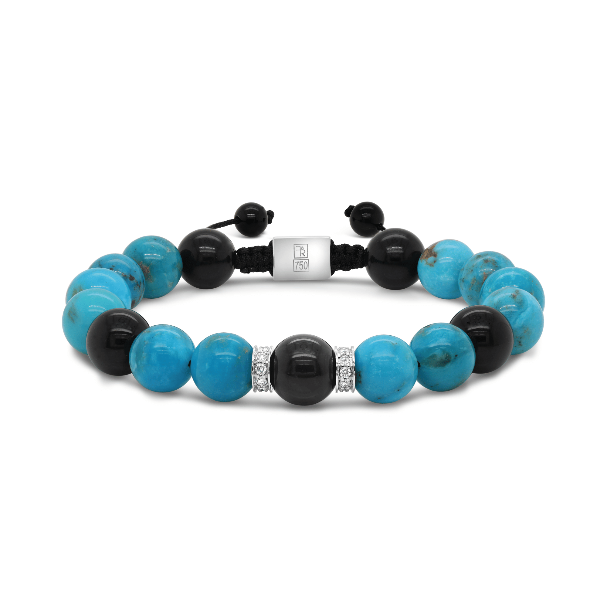 Turquoise, Obsidian & Diamond Set Beaded Bracelets for Men