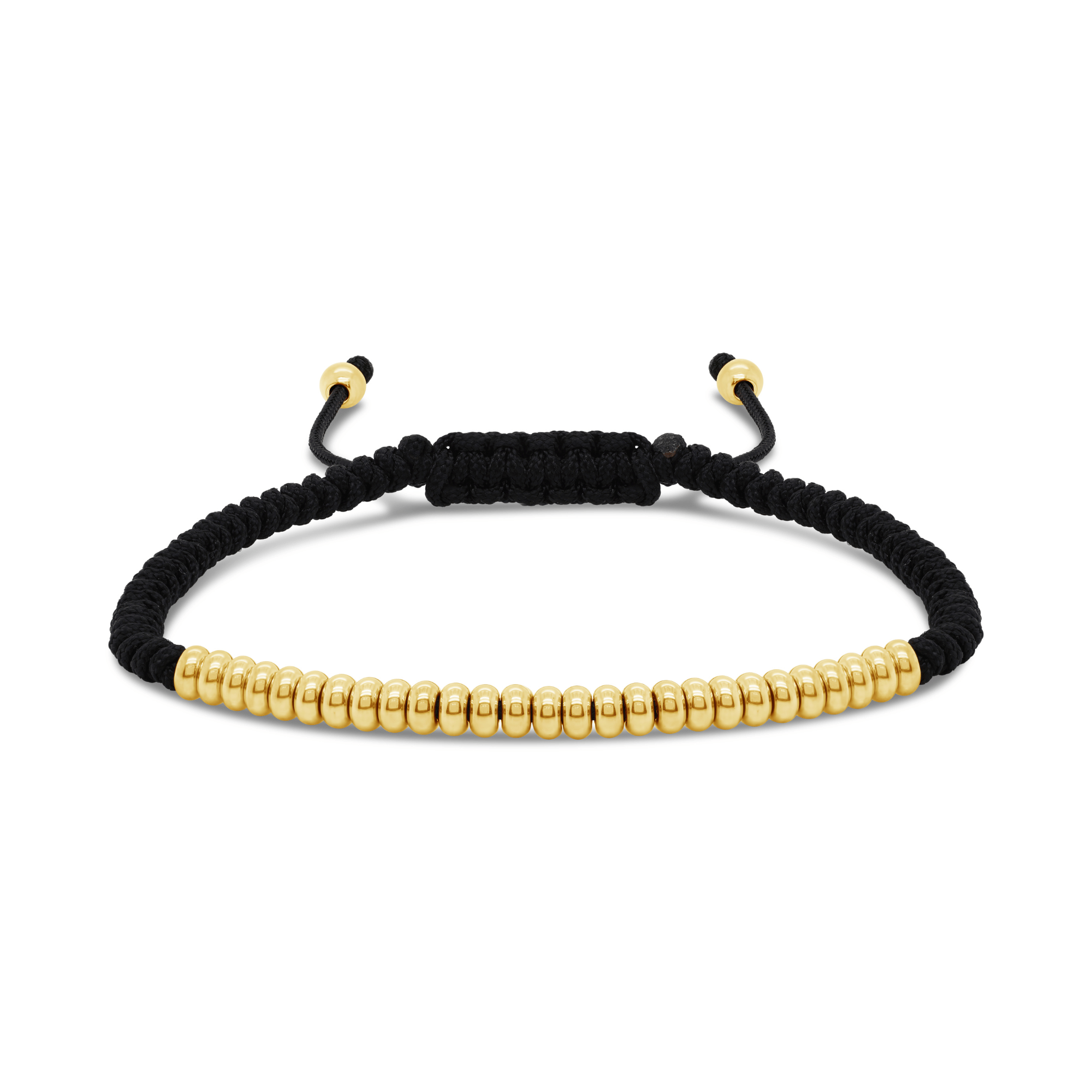 Yellow Gold Plated Rondelle Gold Bead Mens Bracelet
