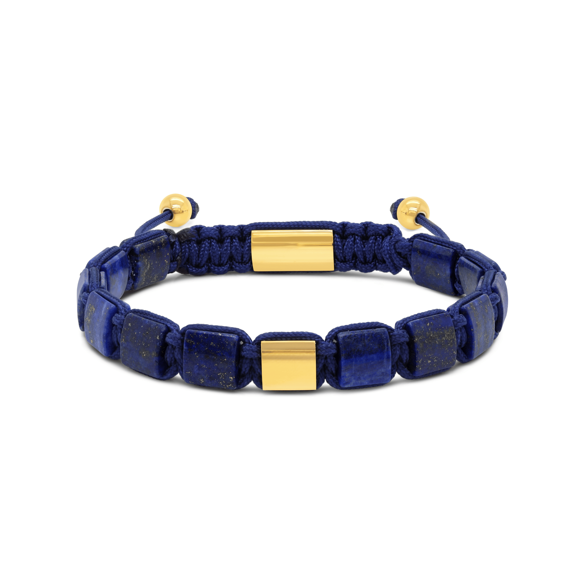 Blue Lapis & Stainless Steel Plated Bead Bracelets for Men