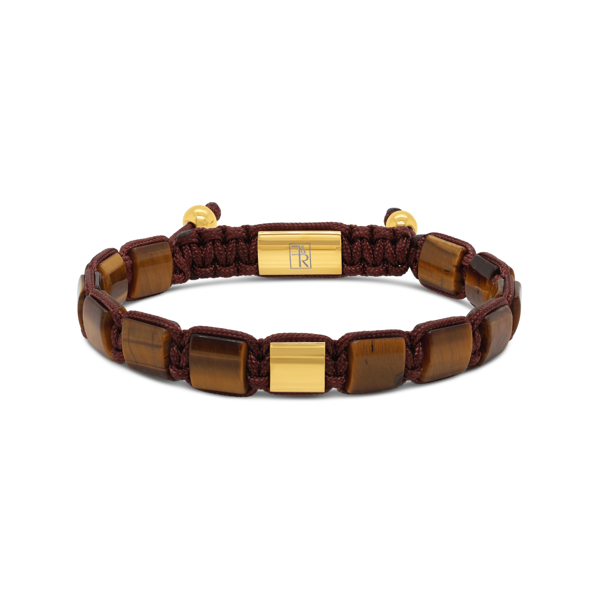Brown Tigers Eye Tiger & Stainless Steel Plated Bead Bracelets for Men