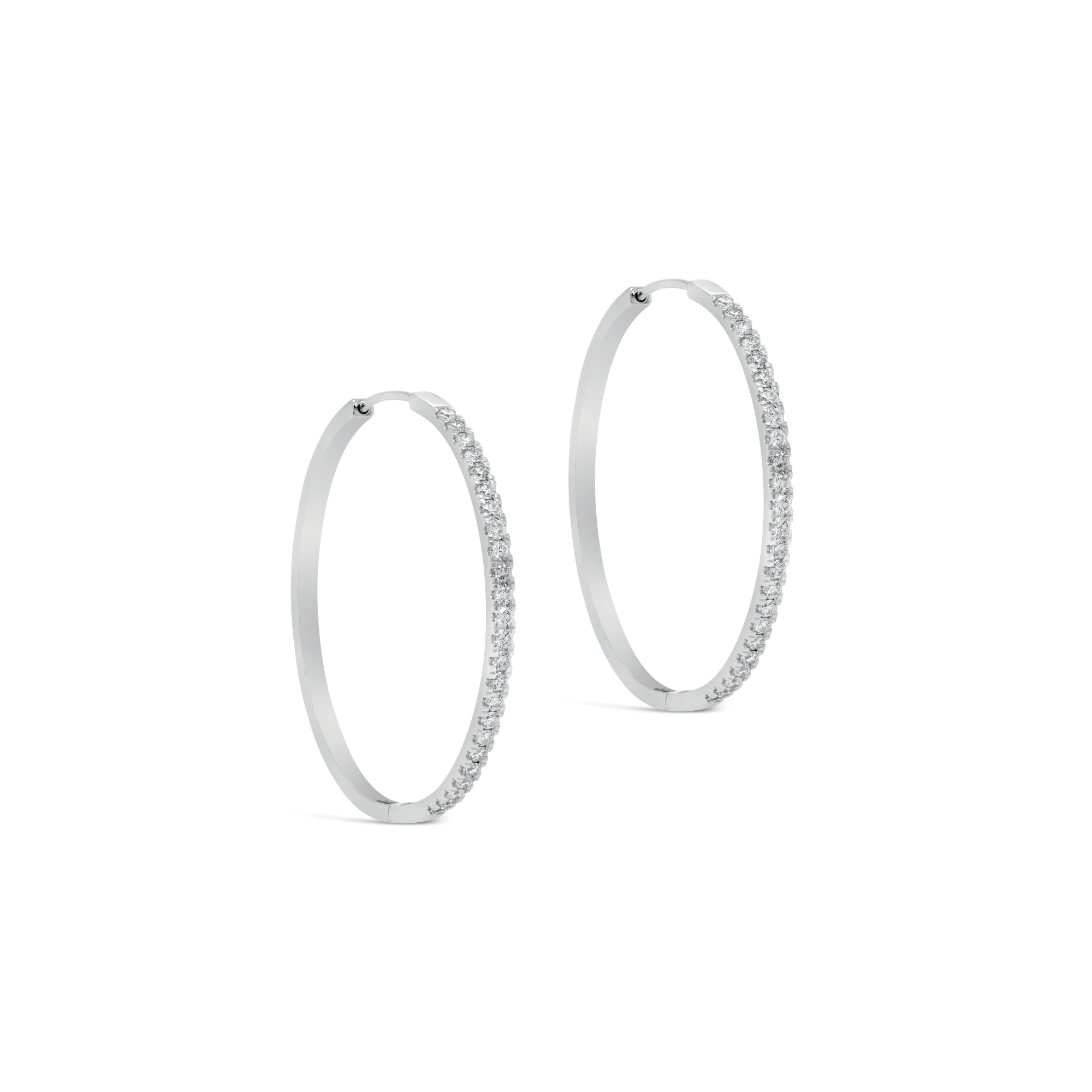 Round Brilliant Cut Fine Diamond Hoop Earrings
