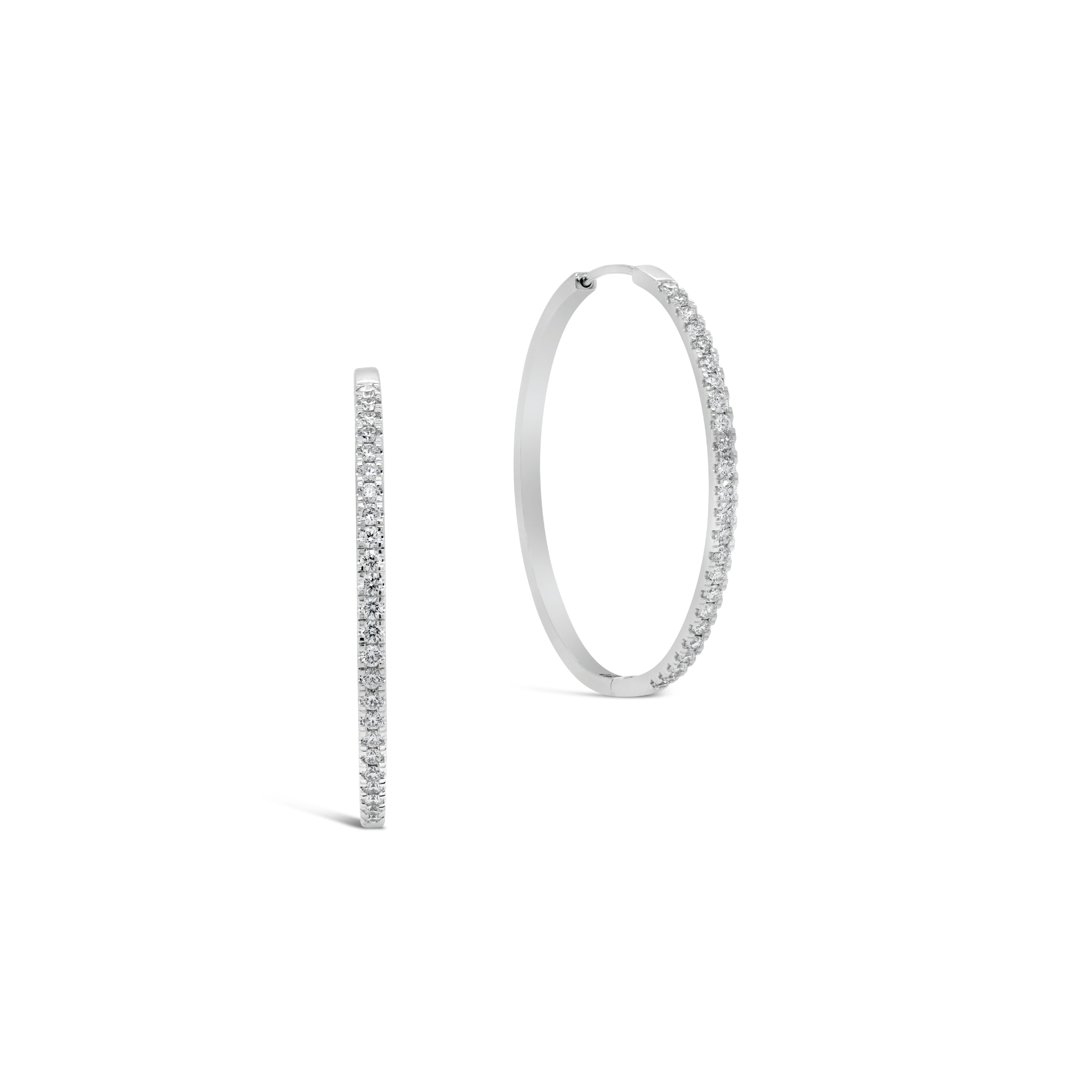 Round Brilliant Cut Fine Diamond Hoop Earrings