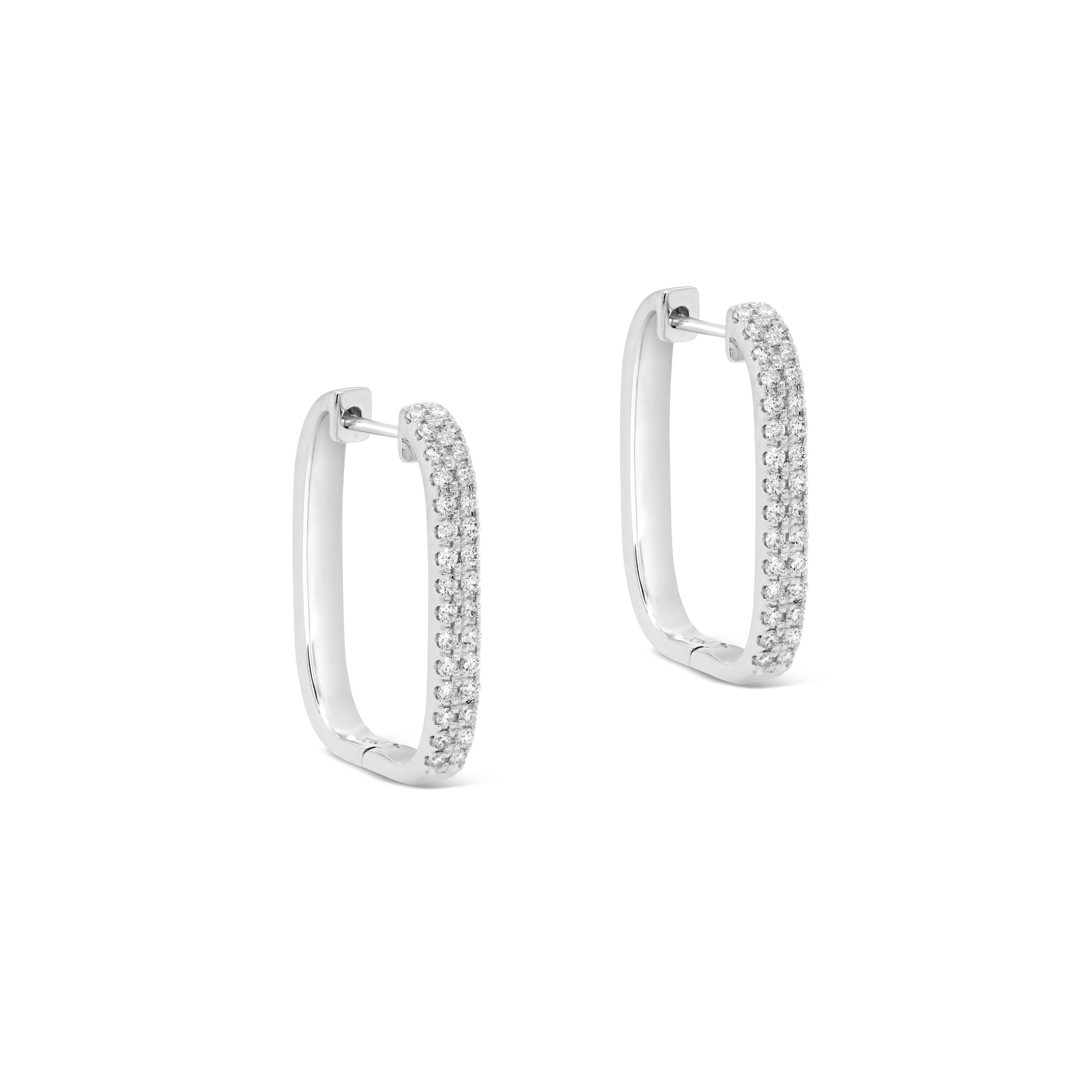 Round Brilliant Cut Diamond Drop Hoop Earrings