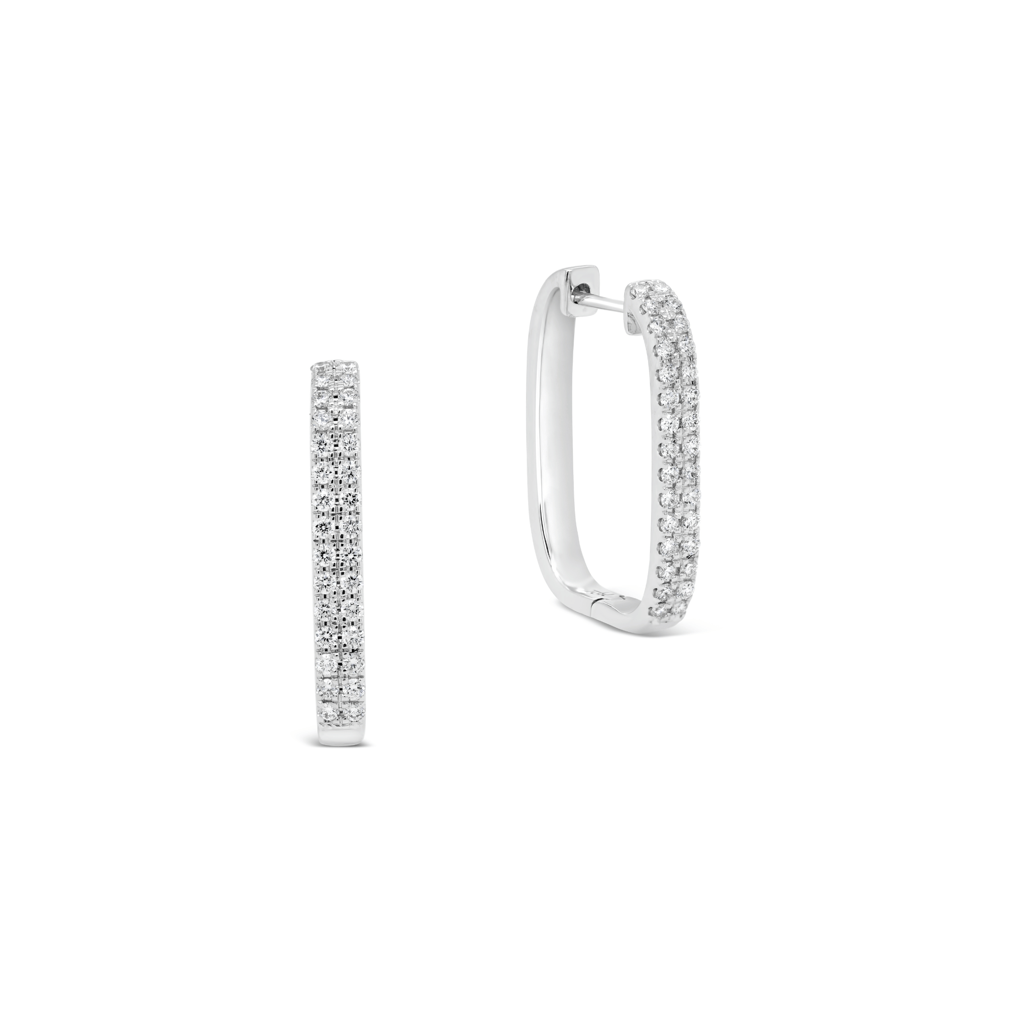 Round Brilliant Cut Diamond Drop Hoop Earrings