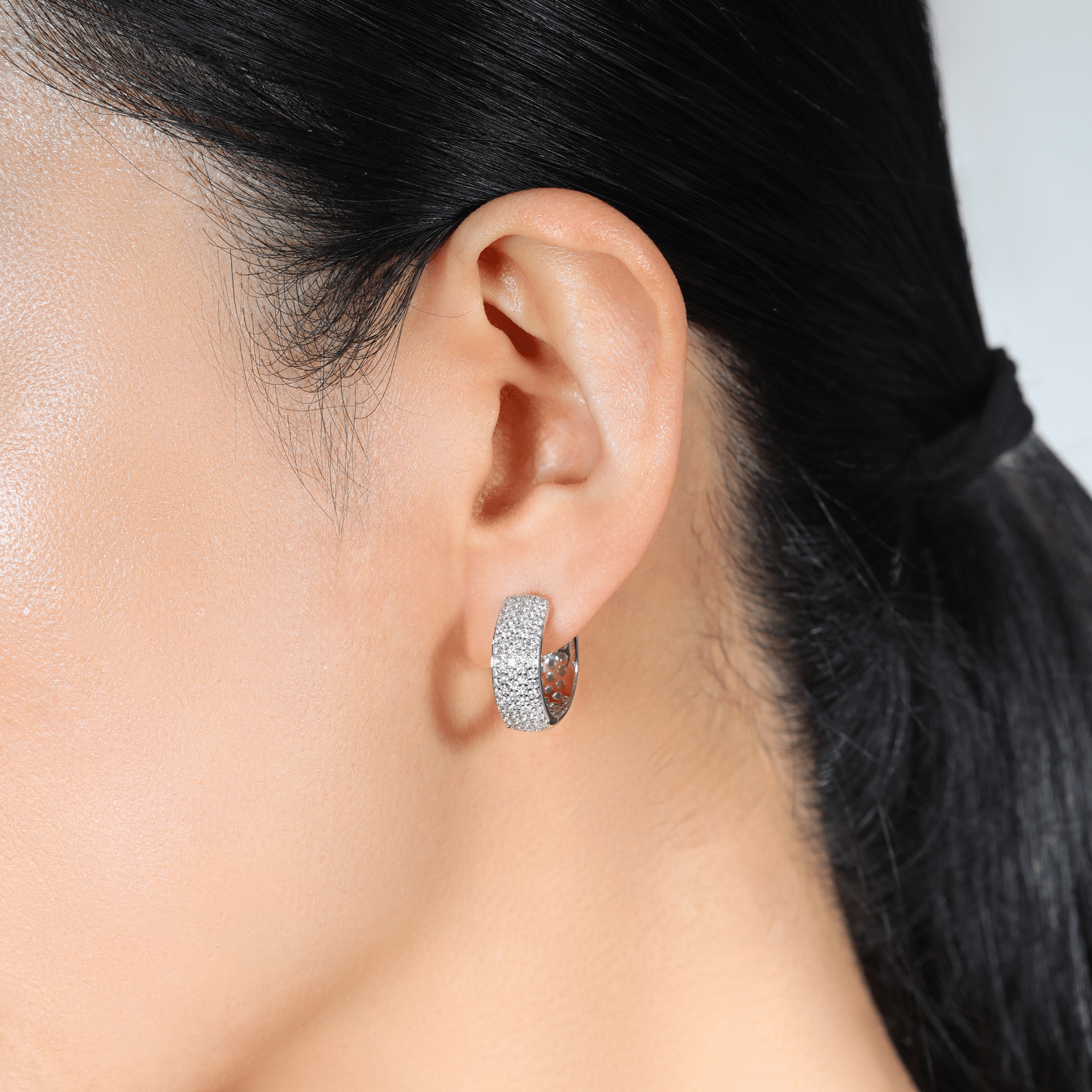 Round Brilliant Cut Diamond Hoop Earrings