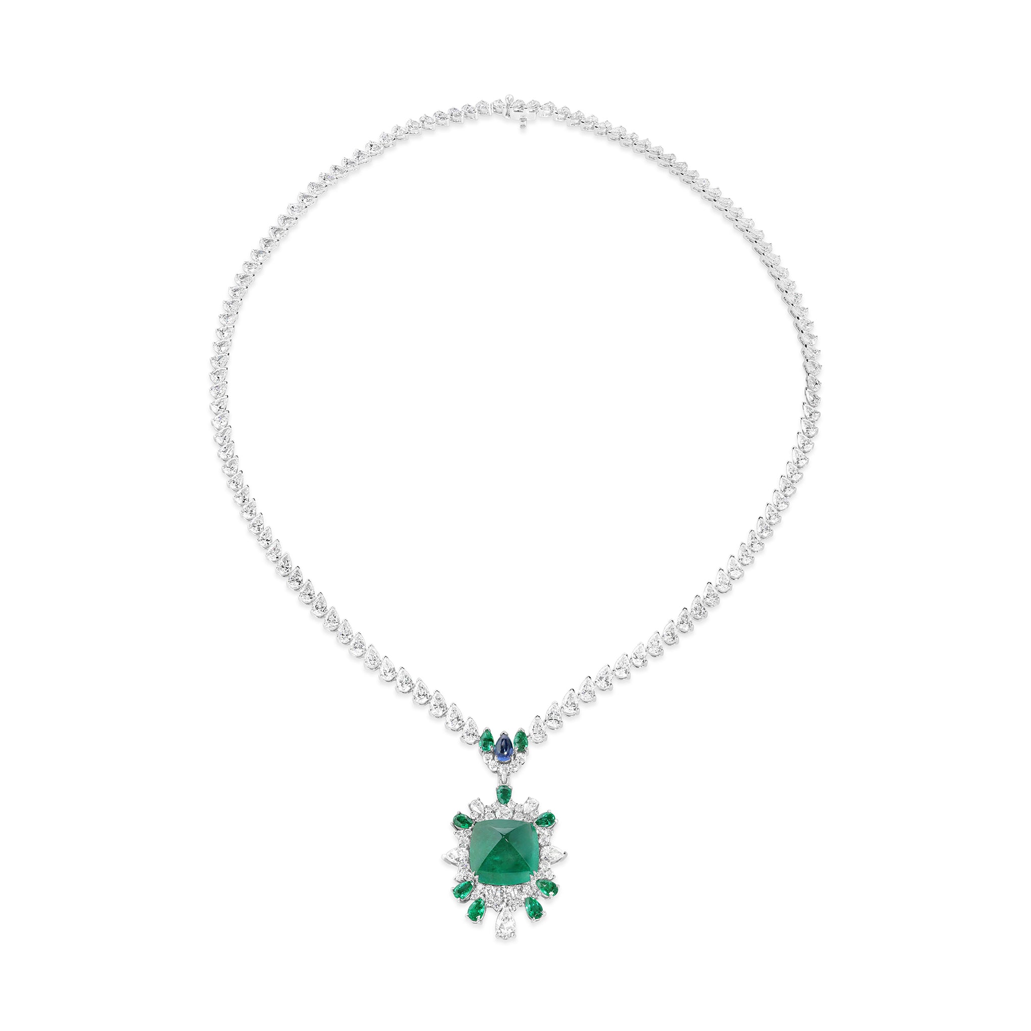 Aurora Sugarloaf Emerald and Diamond Necklace