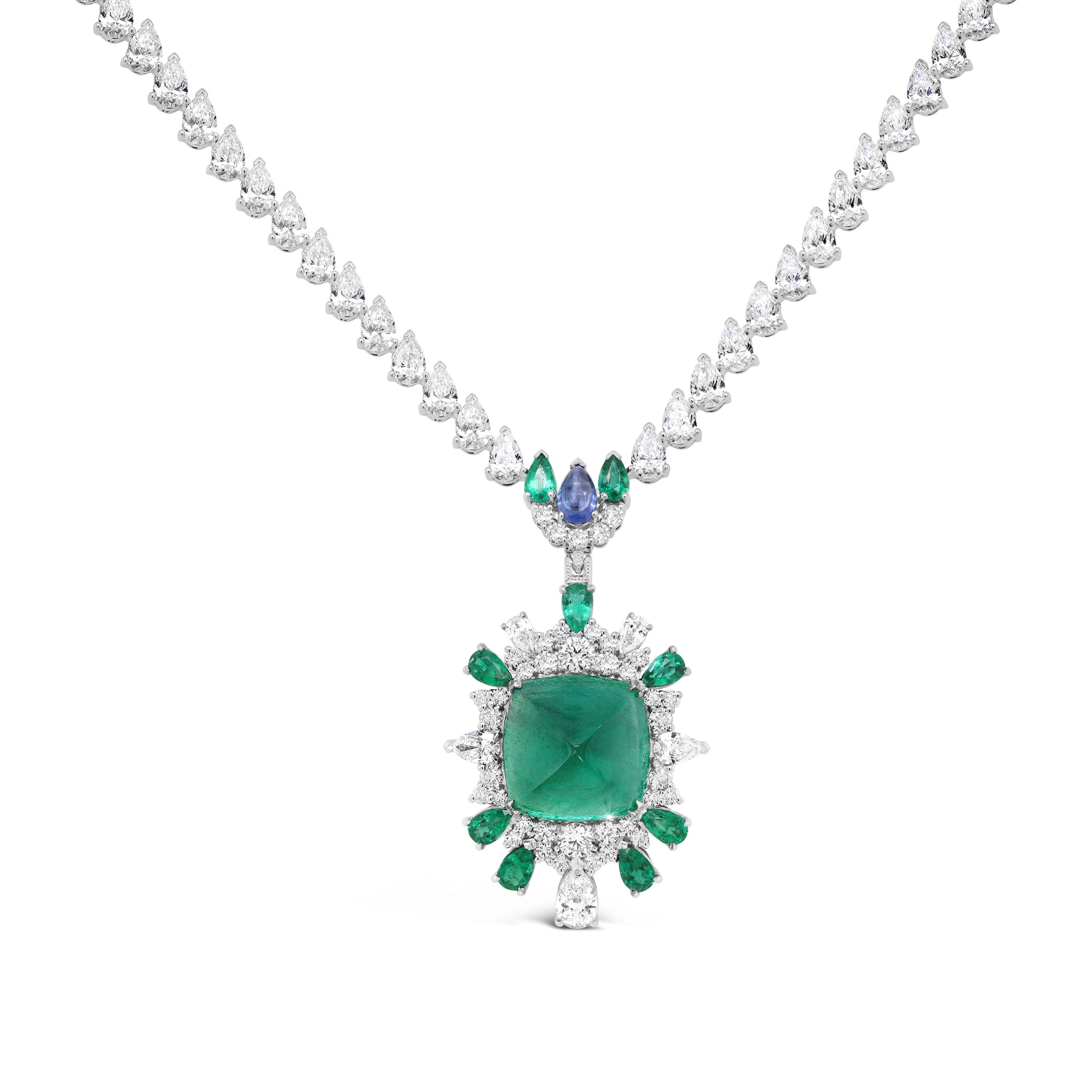 Aurora Sugarloaf Emerald and Diamond Necklace