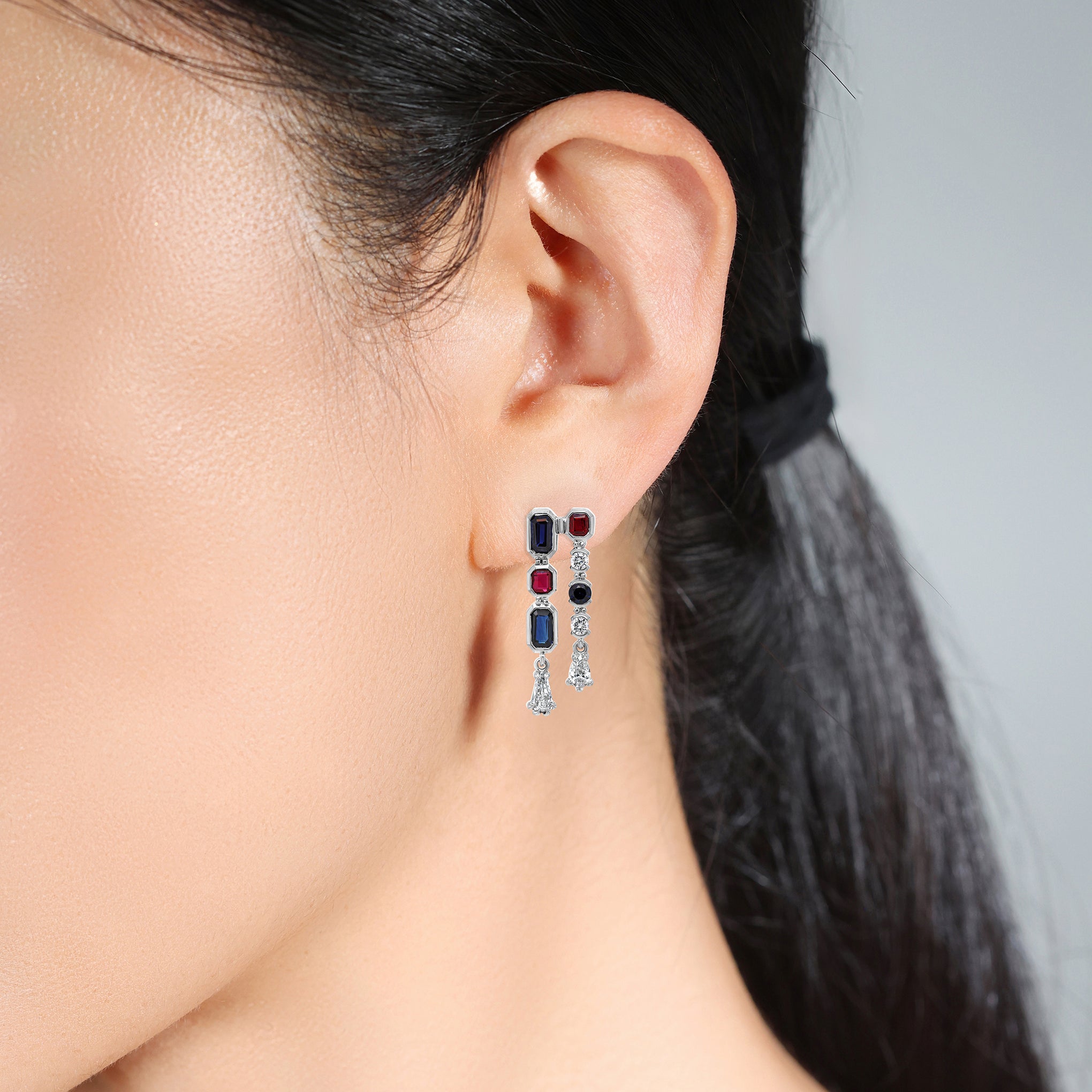 Sapphire, Ruby Diamond Double Drop Earrings – Fairfax Roberts