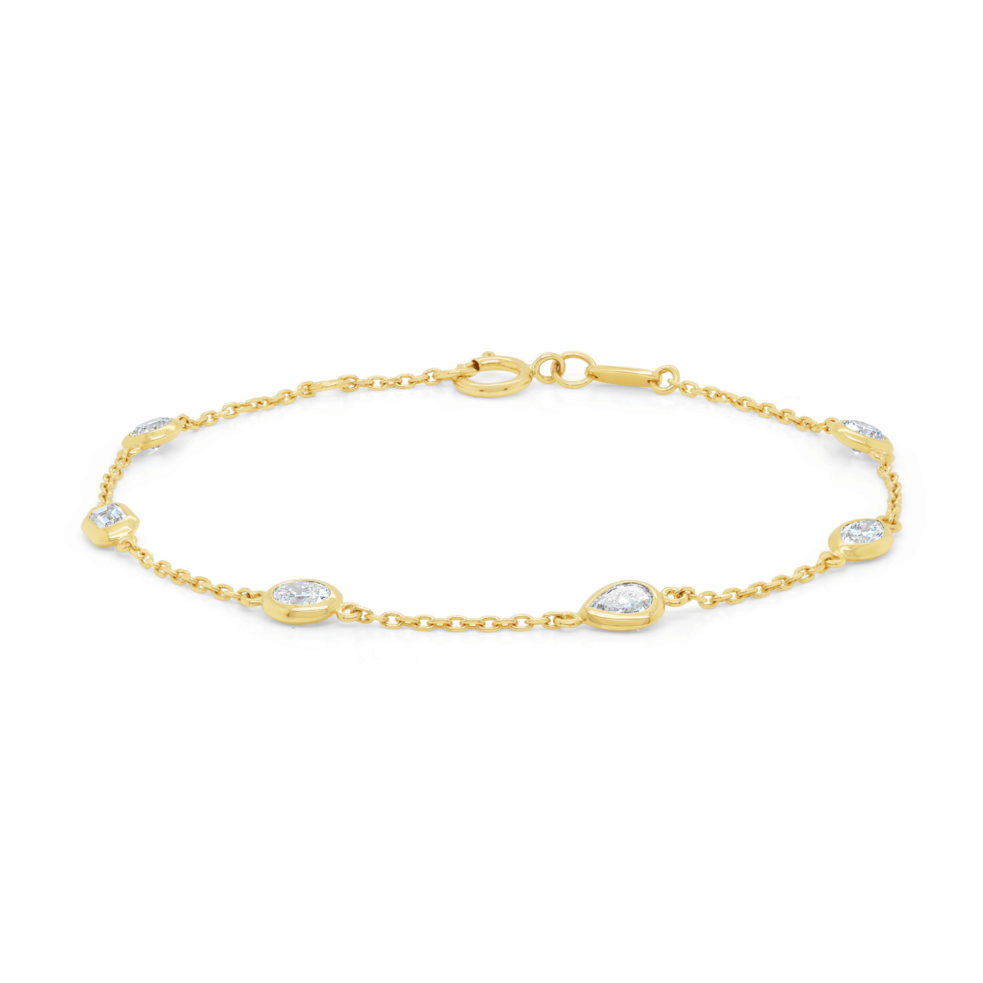 Mixed Cut Six Diamond Bracelet - 18ct Yellow Gold