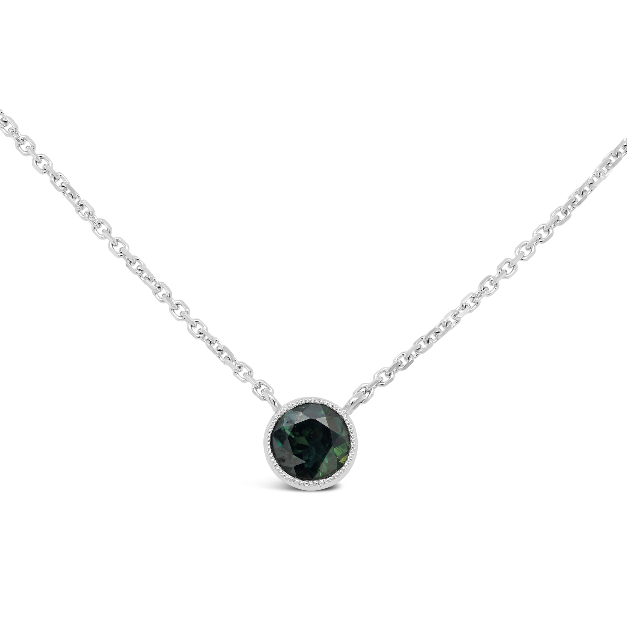 Bezel Set Australian Teal Sapphire Pendant Necklace