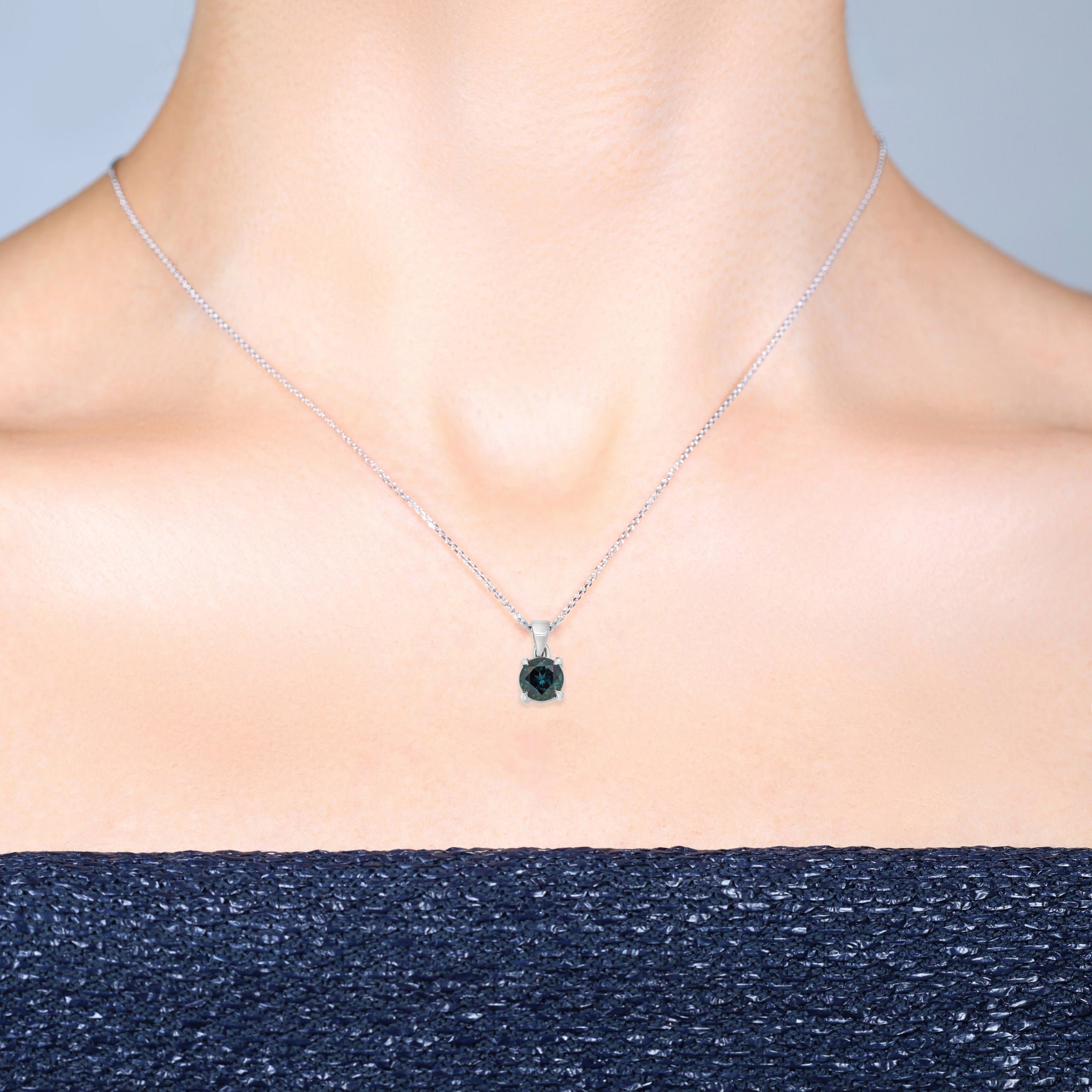 Claw Set Australian Teal Sapphire Pendant Necklace