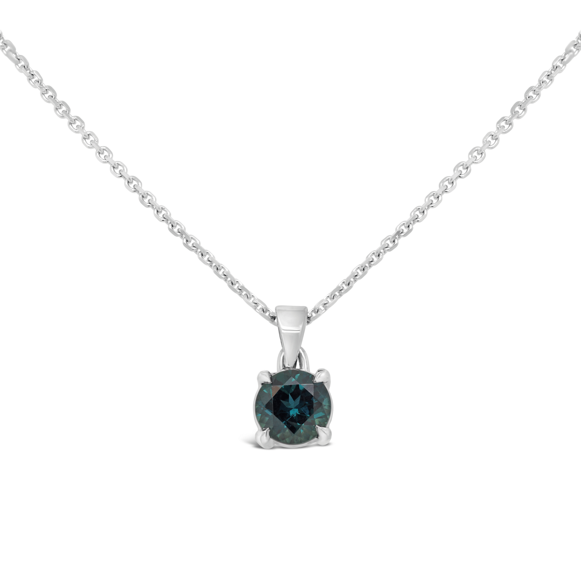 Claw Set Australian Teal Sapphire Pendant Necklace