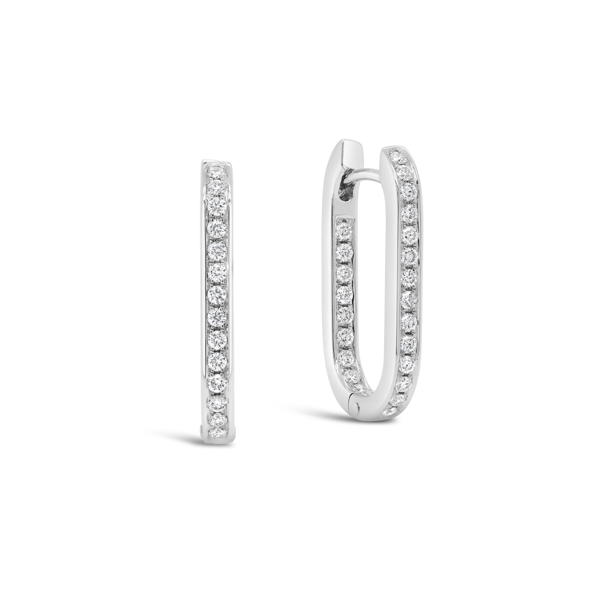 Paperclip Link Hinged Hoop Diamond Earrings