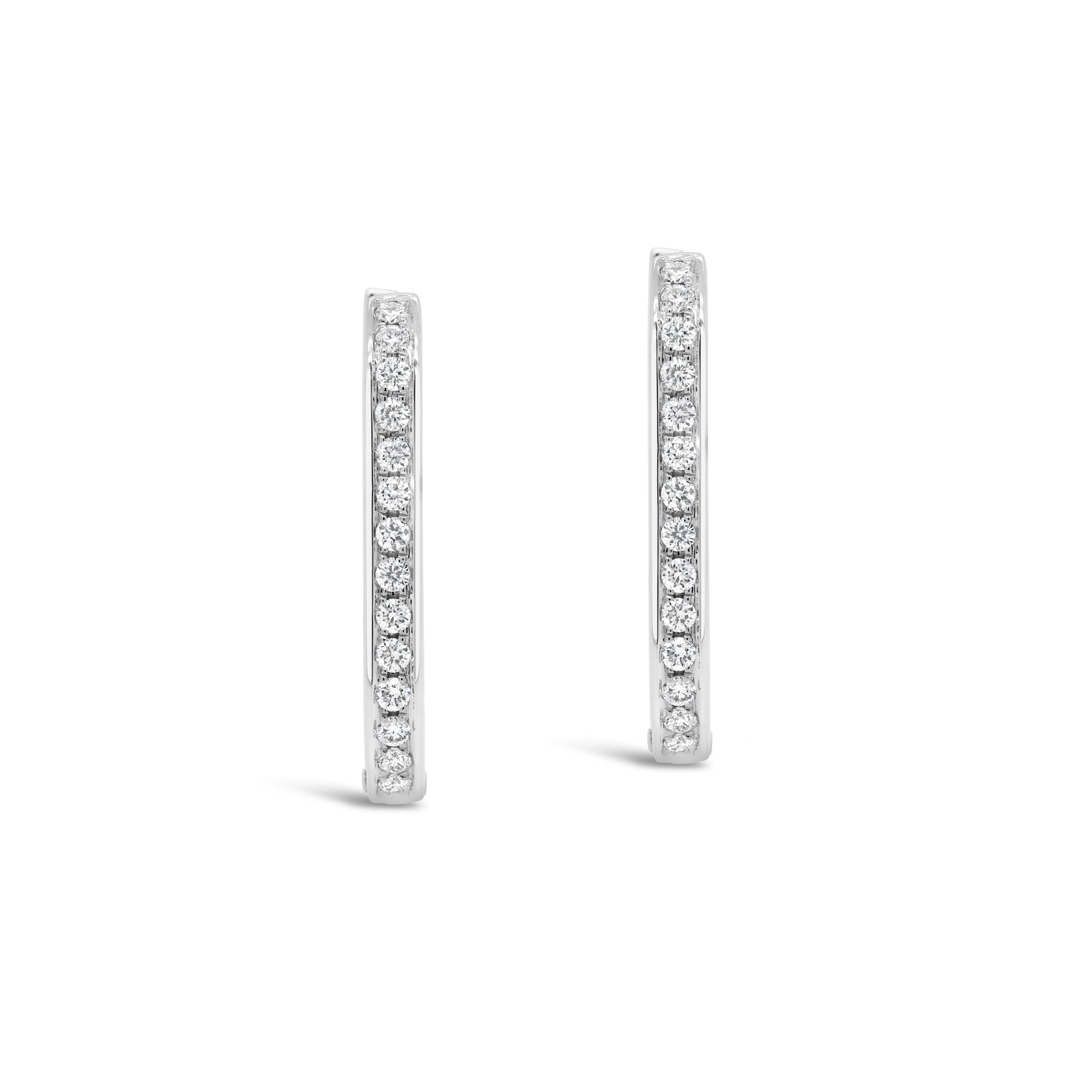 Paperclip Link Hinged Hoop Diamond Earrings