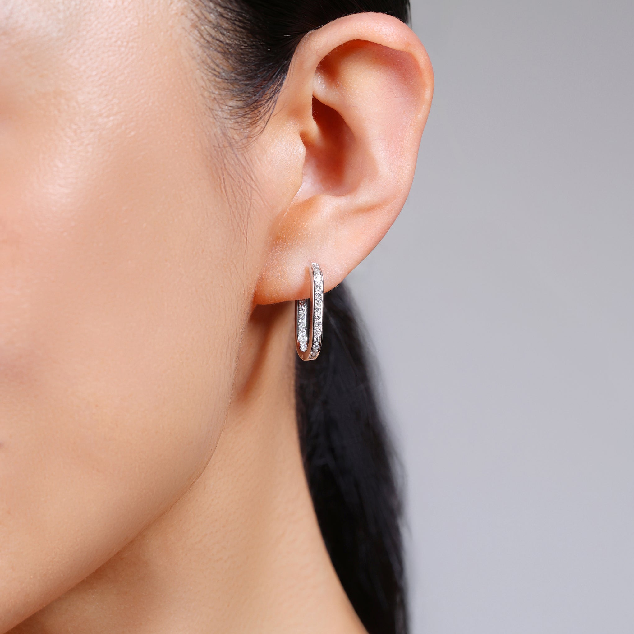 Paperclip Link Hinged Hoop Diamond Earrings