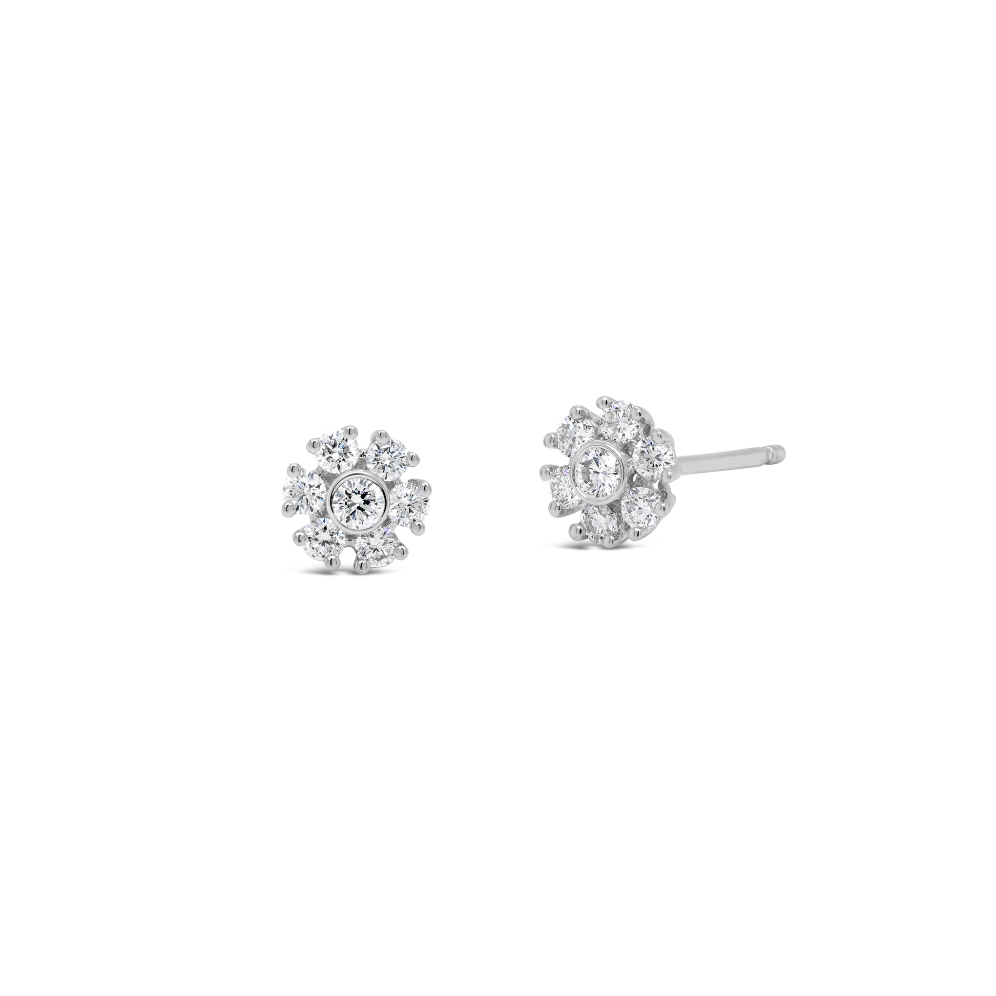 Floral stud diamond earrings in 18ct white gold