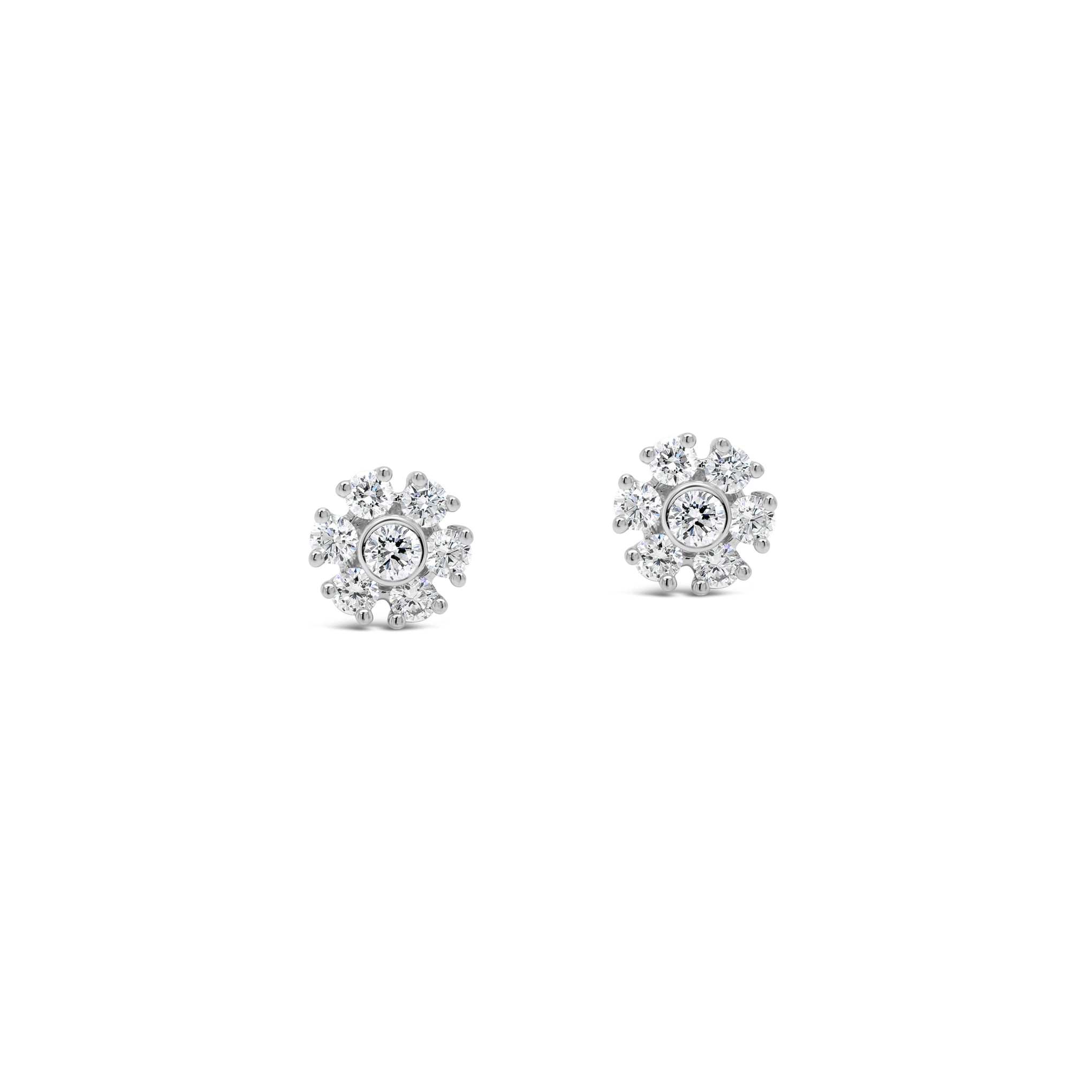 Floral stud diamond earrings in 18ct white gold