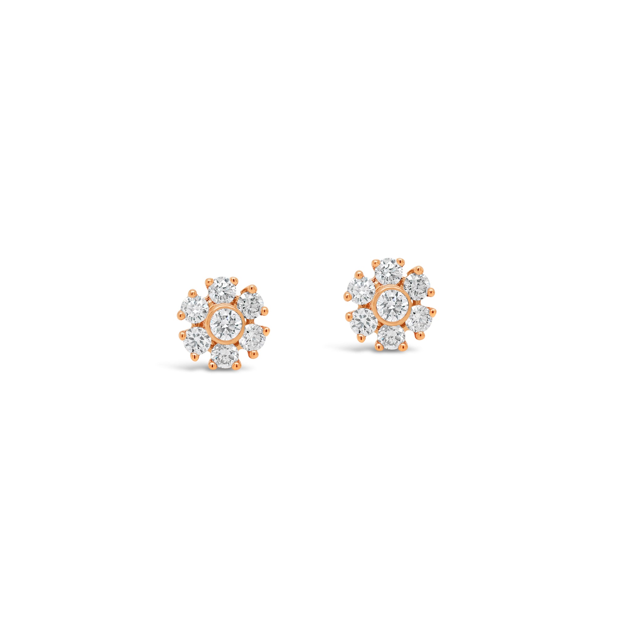 Floral stud diamond earrings in 18ct rose gold