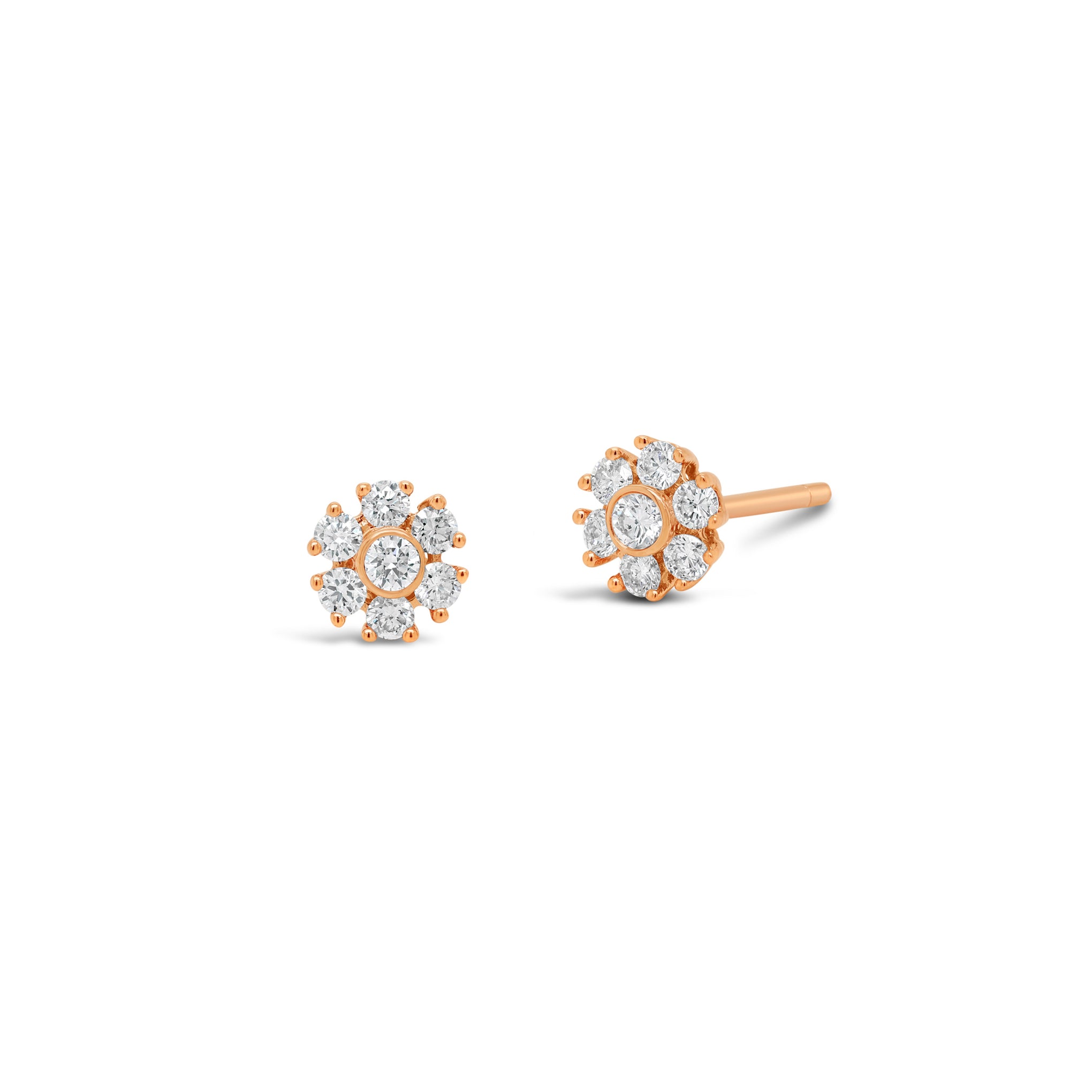 Floral stud diamond earrings in 18ct rose gold