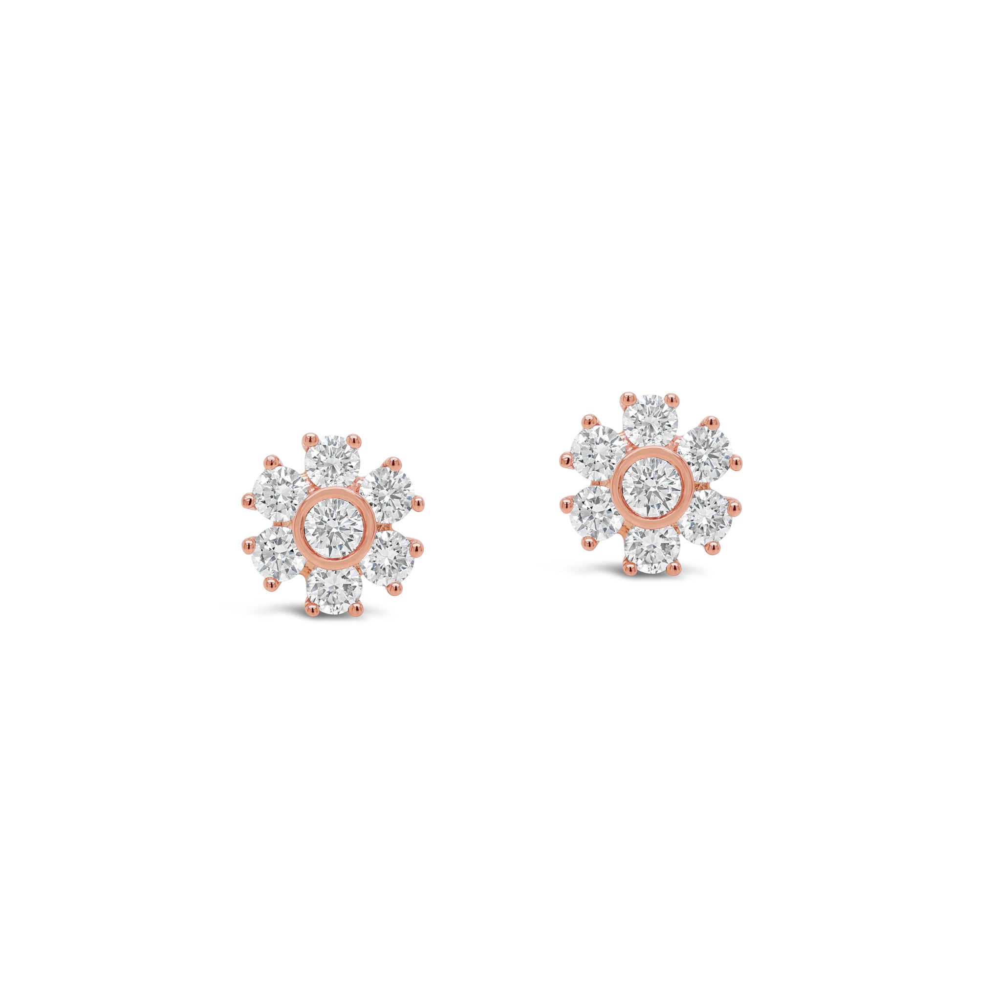 Floral stud diamond earrings in 18ct rose gold